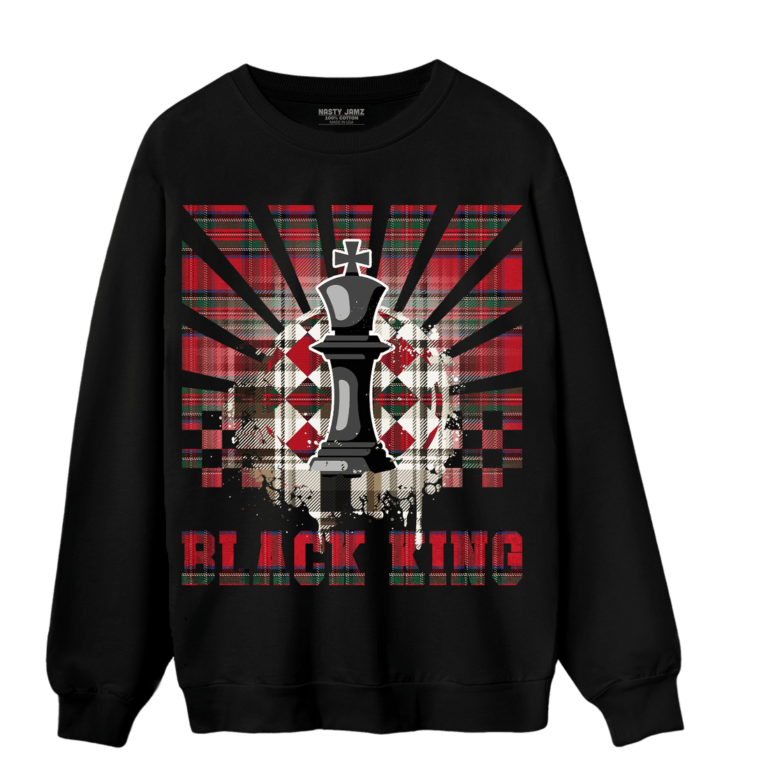 Plaid 5s Sweatshirt Match Black King Collection - NastyJamz