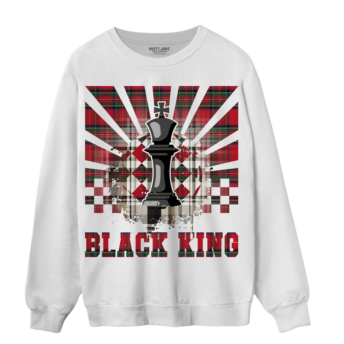 Plaid 5s Sweatshirt Match Black King Collection - NastyJamz