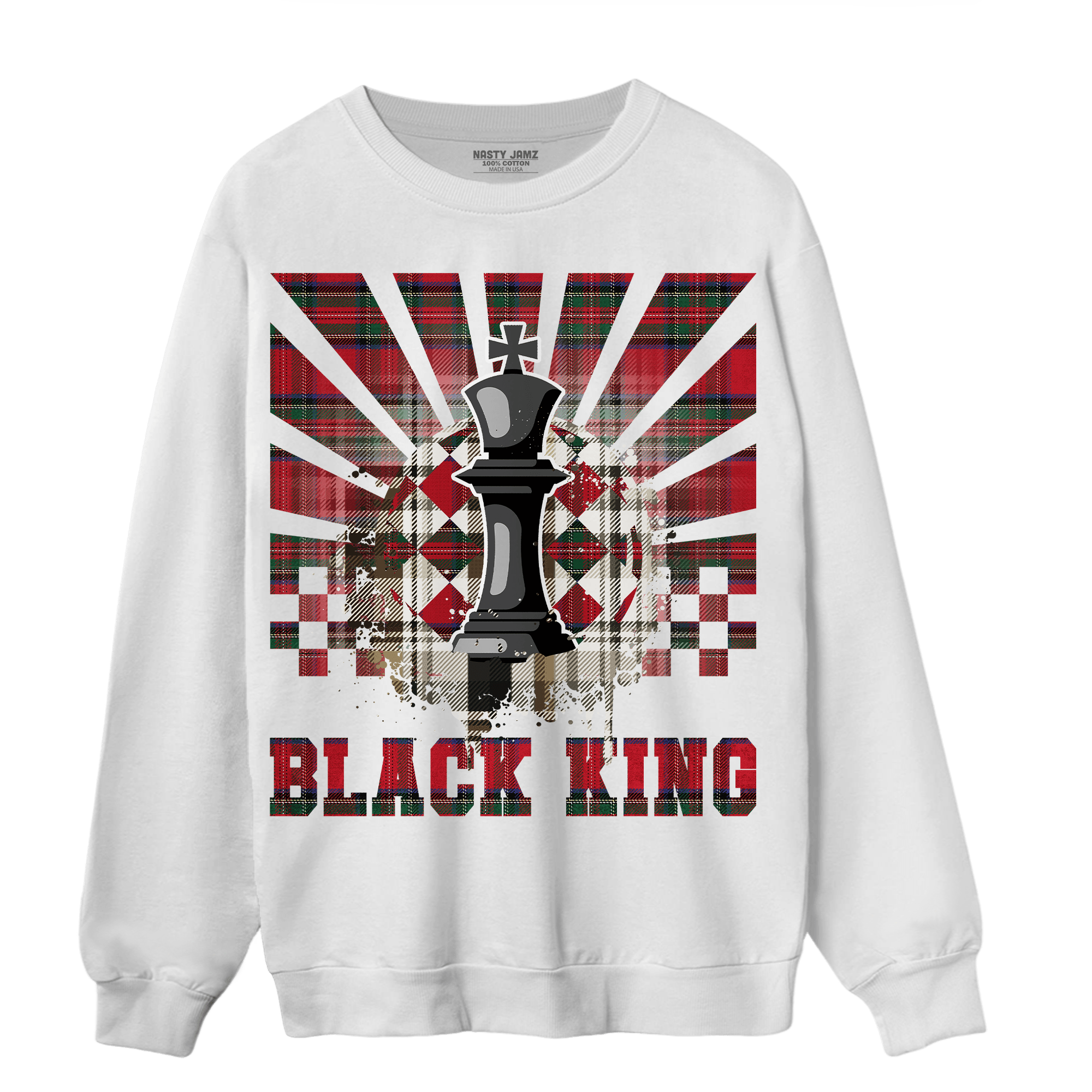 Plaid 5s Sweatshirt Match Black King Collection - NastyJamz