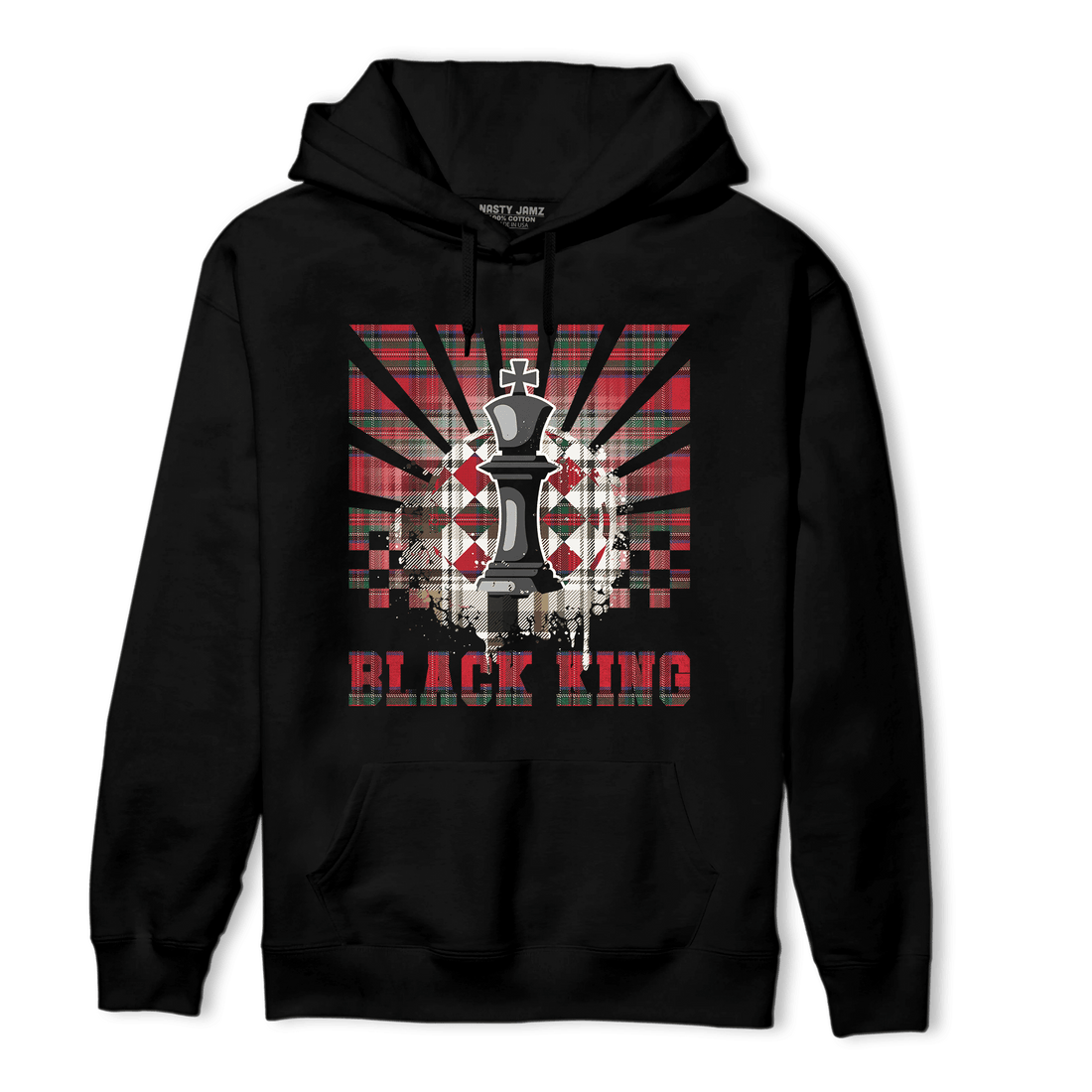 Plaid 5s Hoodie Match Black King Collection - NastyJamz
