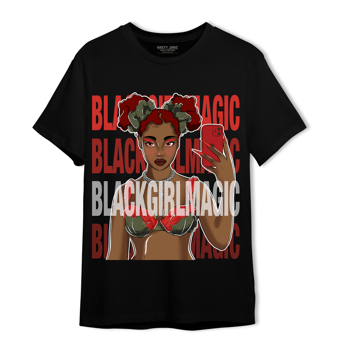 Dunk Low Mystic Red T Shirt Match Black Magic Girl Selfie - NastyJamz