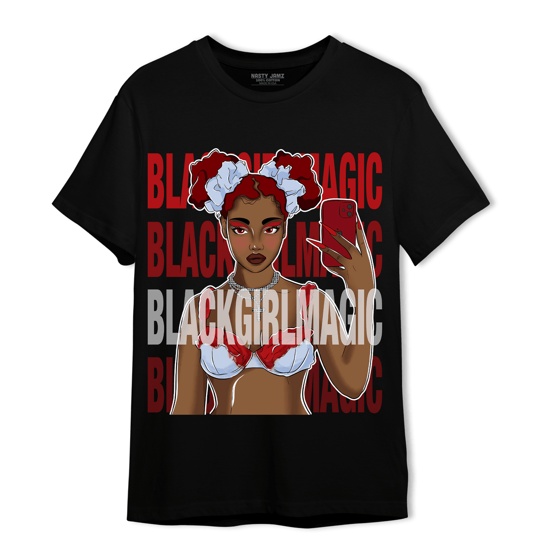 Cherry 11s T Shirt Match Black Magic Girl Selfie - NastyJamz