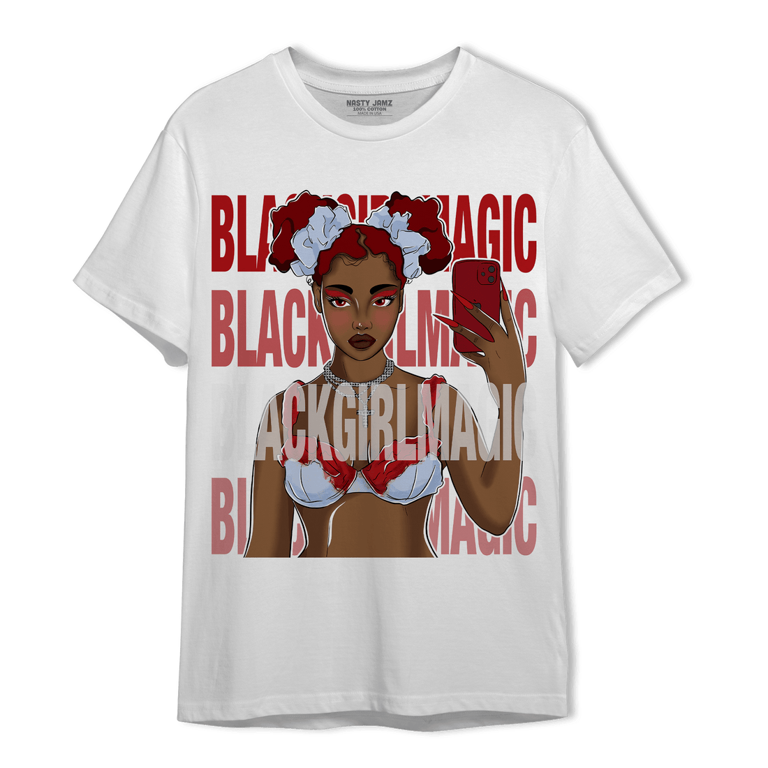 Cherry 11s T Shirt Match Black Magic Girl Selfie - NastyJamz