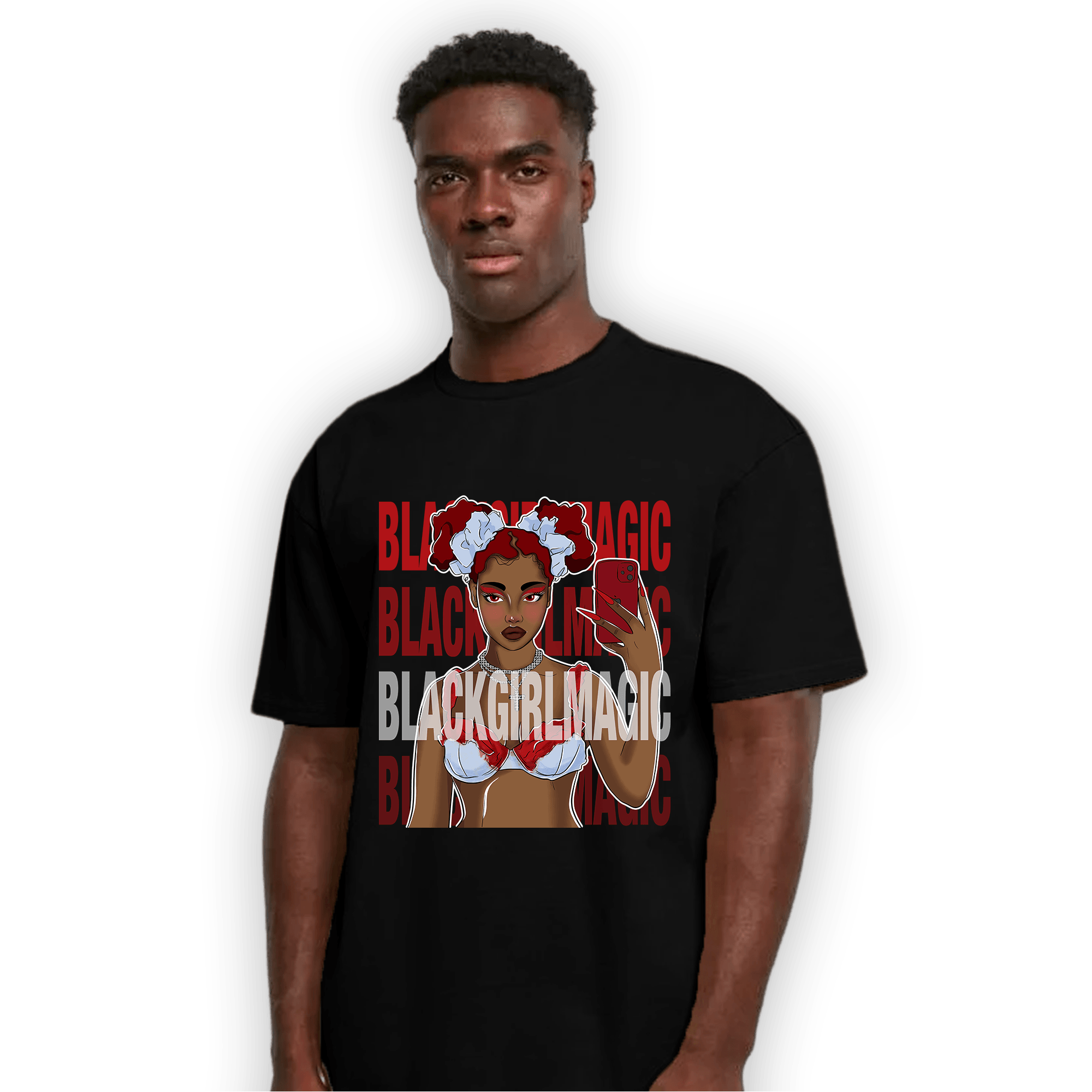 Cherry 11s T Shirt Match Black Magic Girl Selfie - NastyJamz