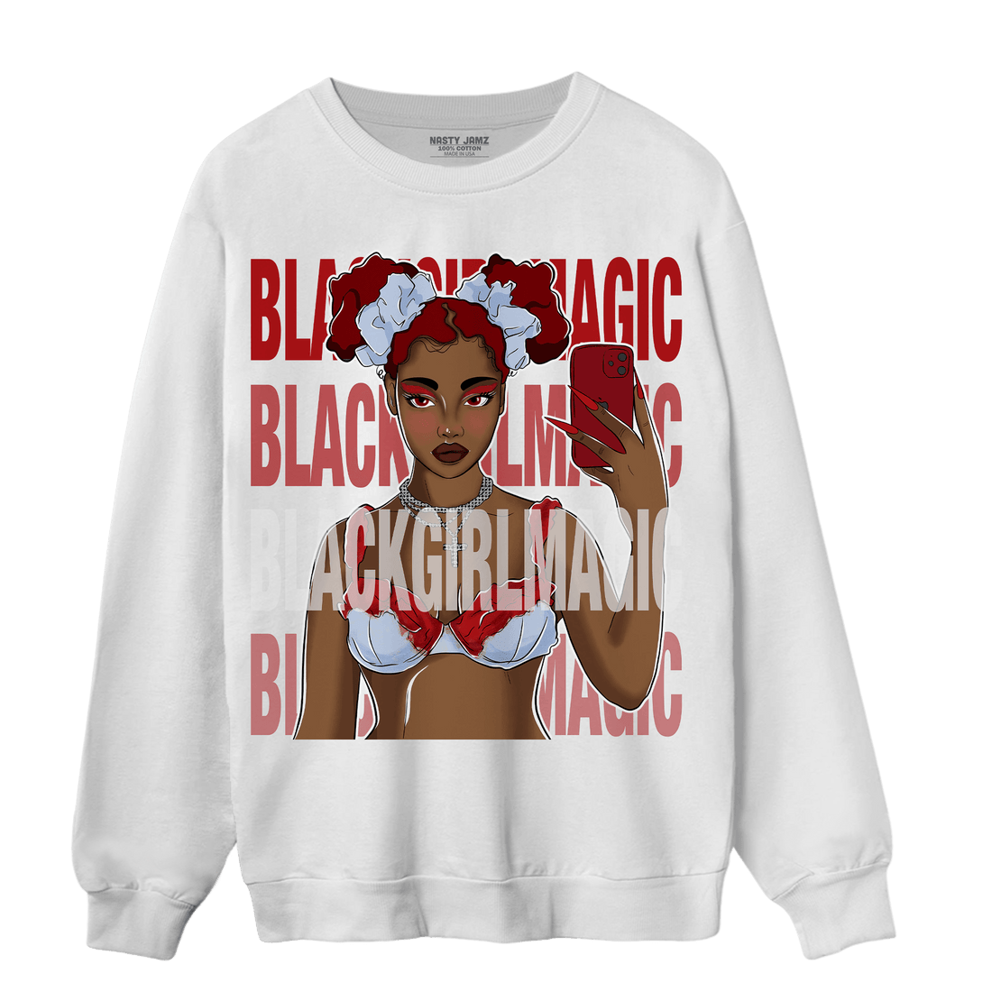 Cherry 11s Sweatshirt Match Black Magic Girl Selfie - NastyJamz