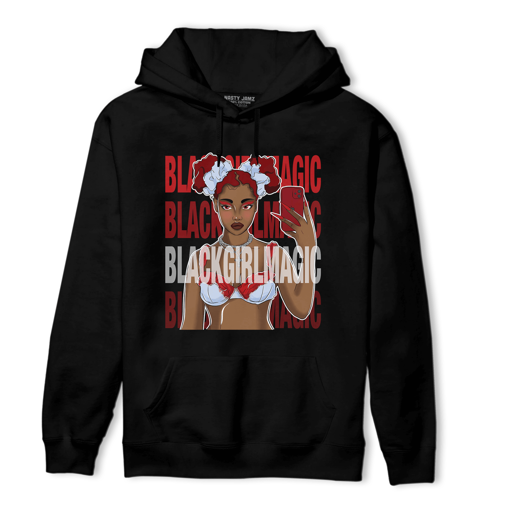 Cherry 11s Hoodie Match Black Magic Girl Selfie - NastyJamz