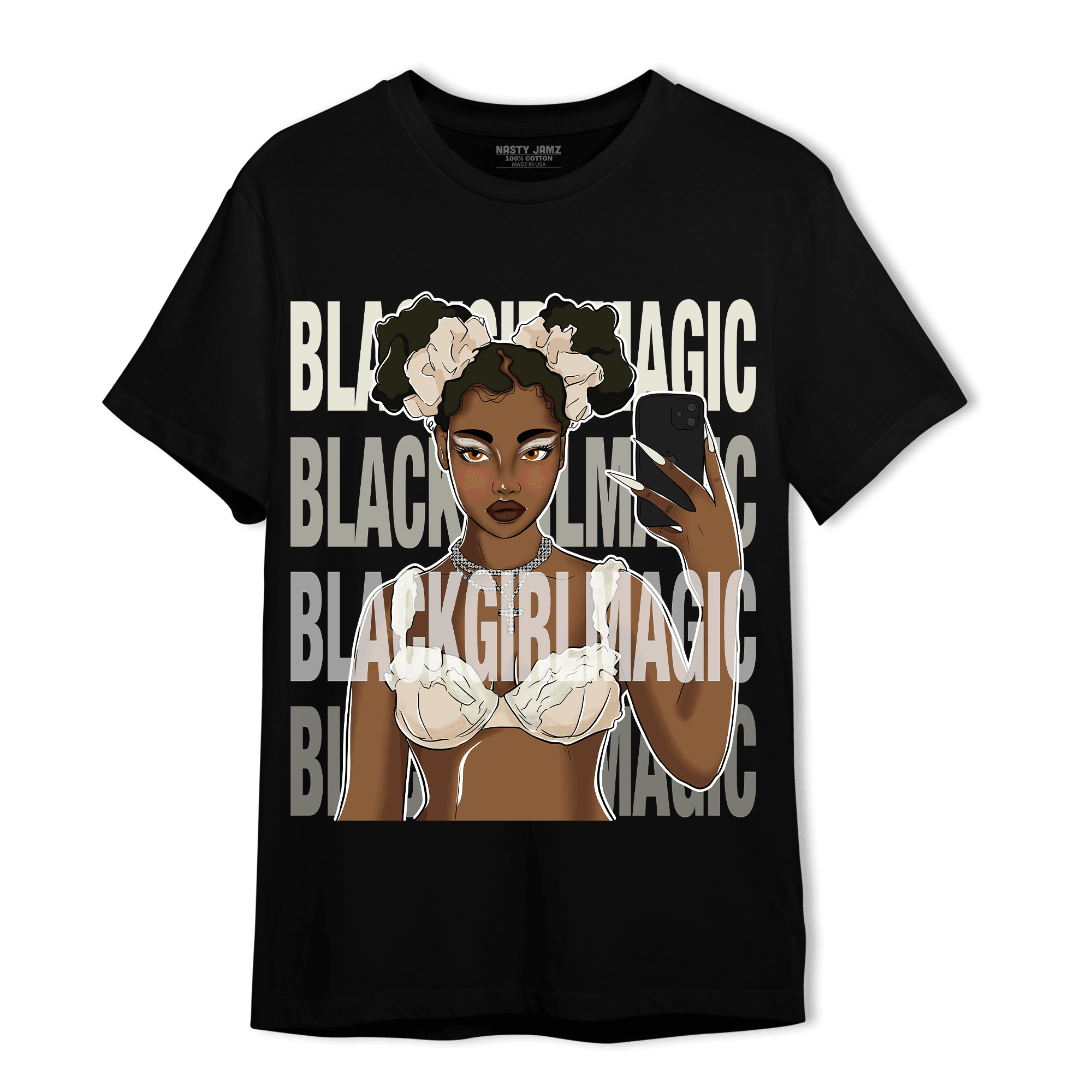 Neapolitan 11s T Shirt Match Black Magic Girl Selfie - NastyJamz