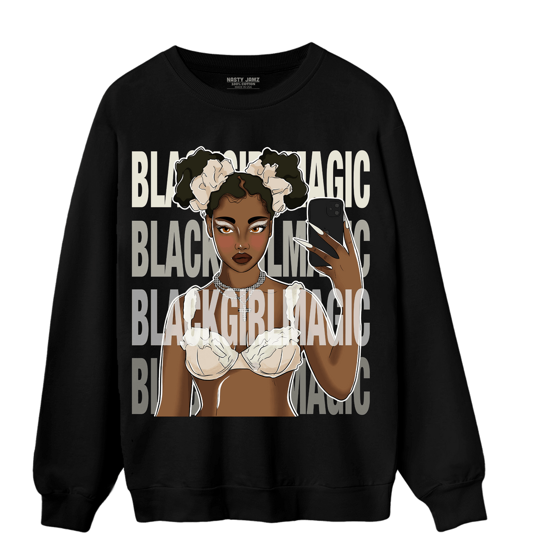 Neapolitan 11s Sweatshirt Match Black Magic Girl Selfie - NastyJamz