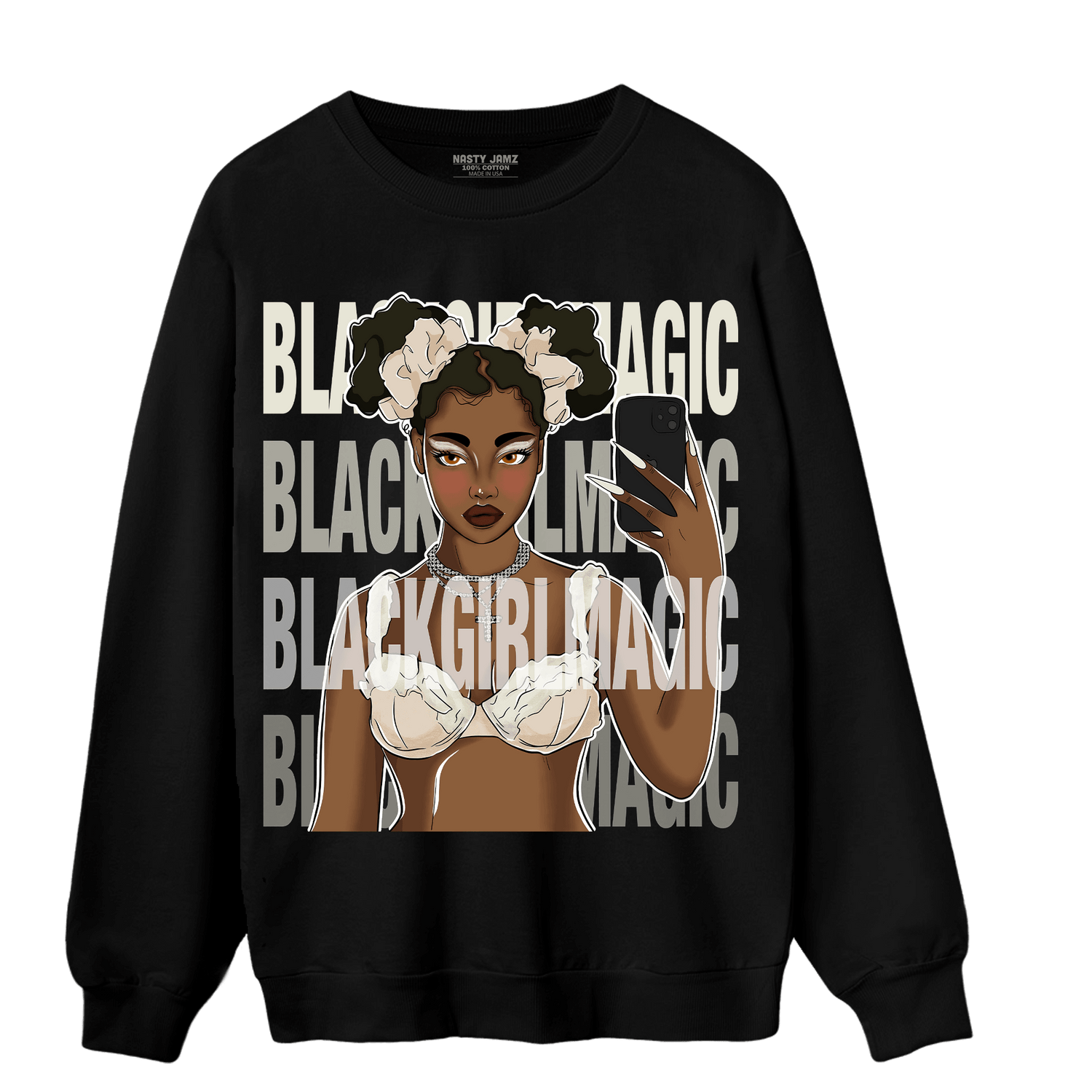 Neapolitan 11s Sweatshirt Match Black Magic Girl Selfie - NastyJamz