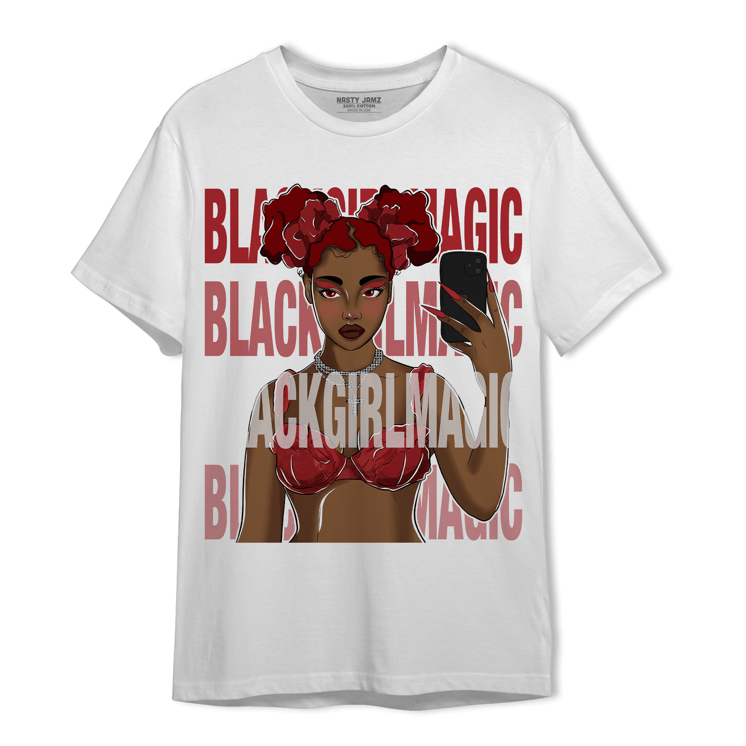 Cherry 12s T Shirt Match Black Magic Girl Selfie - NastyJamz