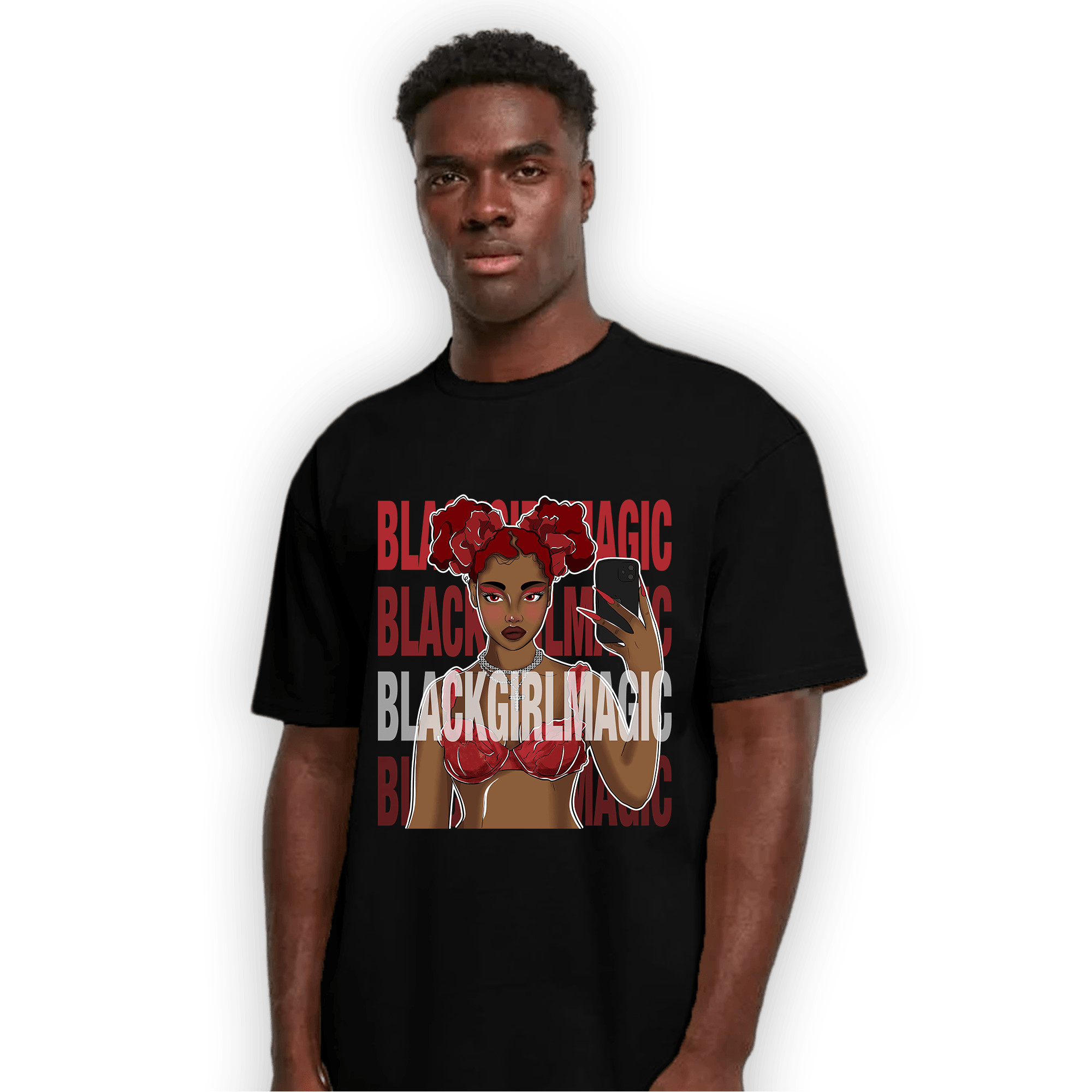 Cherry 12s T Shirt Match Black Magic Girl Selfie - NastyJamz