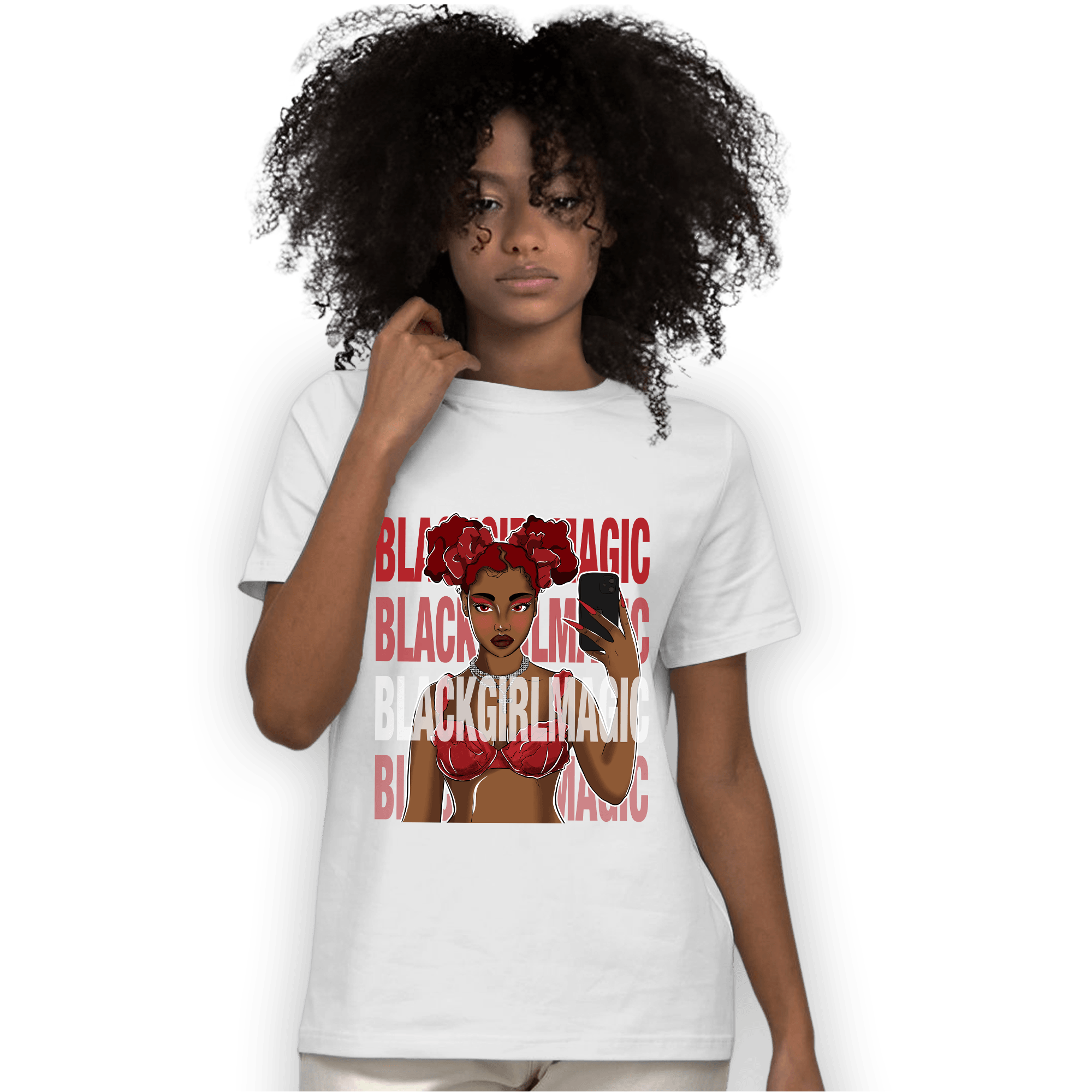 Cherry 12s T Shirt Match Black Magic Girl Selfie - NastyJamz