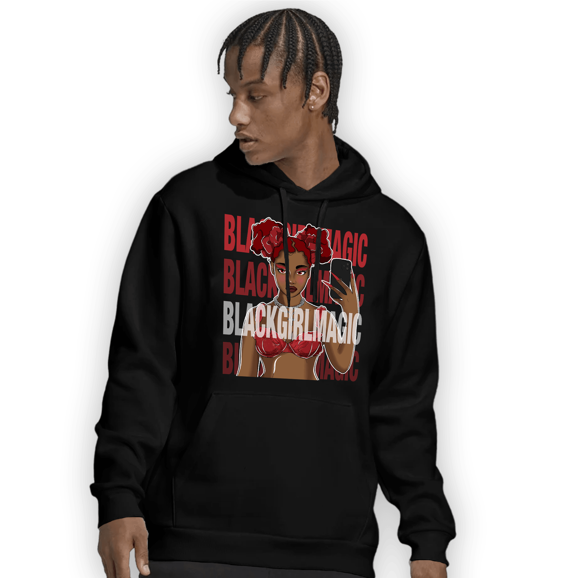 Cherry 12s Hoodie Match Black Magic Girl Selfie - NastyJamz