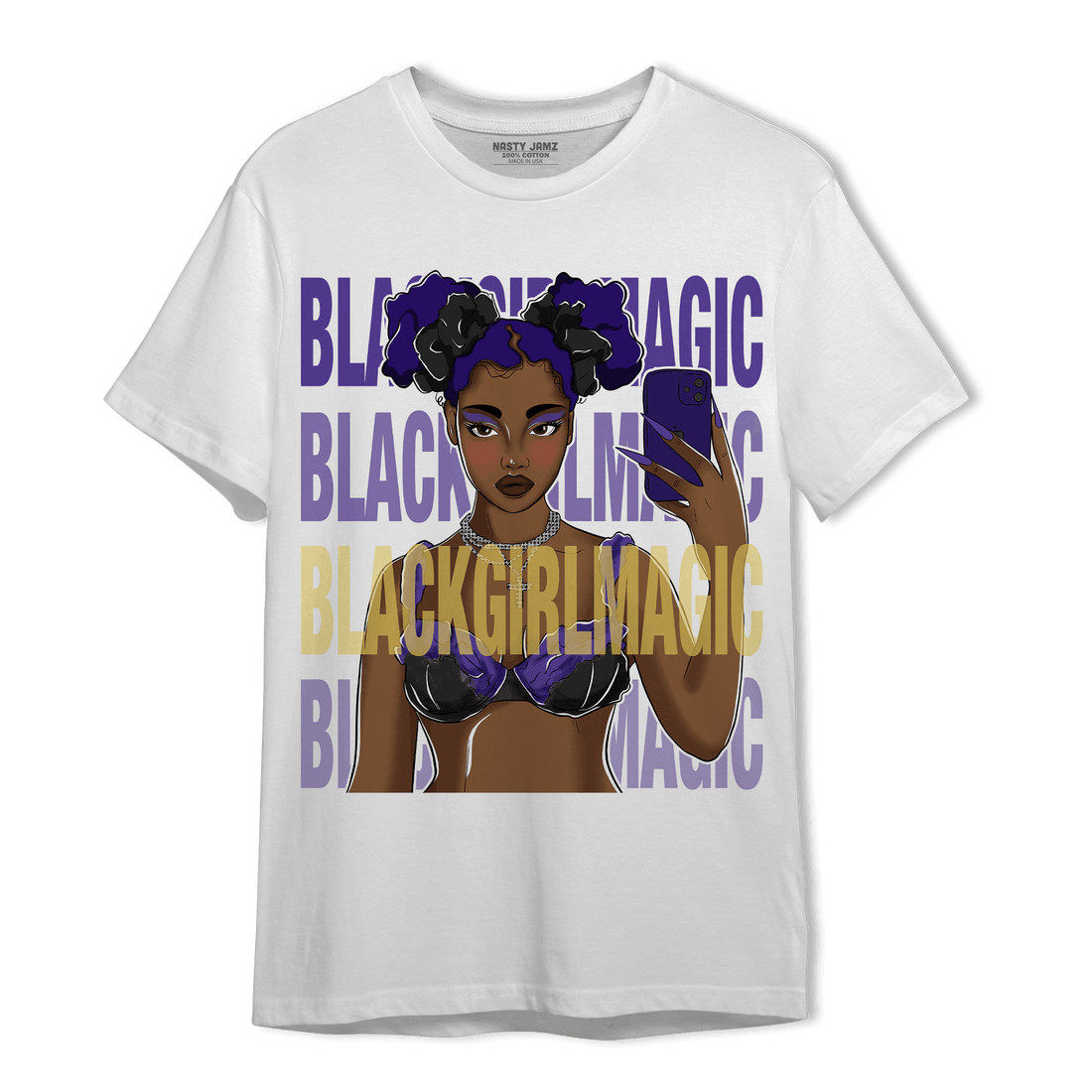 Field Purple 12s T Shirt Match Black Magic Girl Selfie - NastyJamz