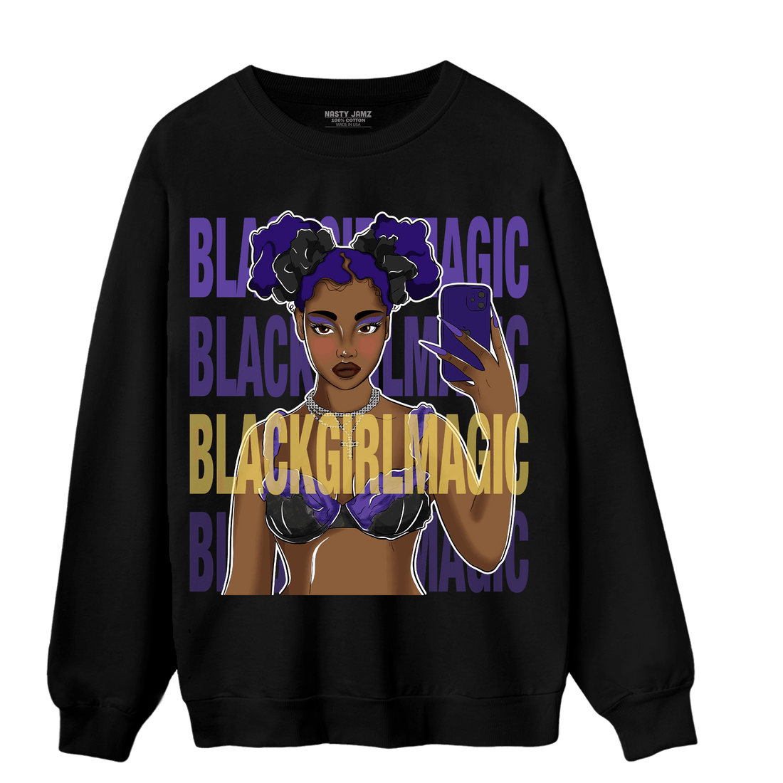 Field Purple 12s Sweatshirt Match Black Magic Girl Selfie - NastyJamz