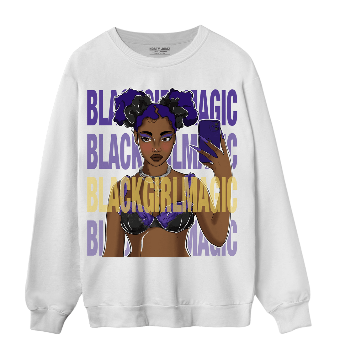 Field Purple 12s Sweatshirt Match Black Magic Girl Selfie - NastyJamz