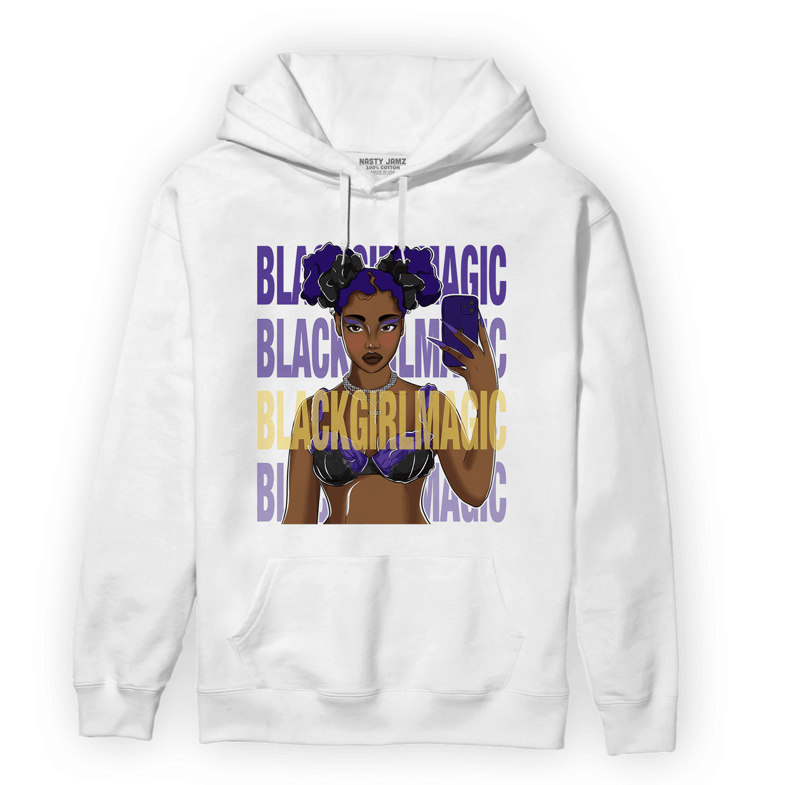 Field Purple 12s Hoodie Match Black Magic Girl Selfie - NastyJamz