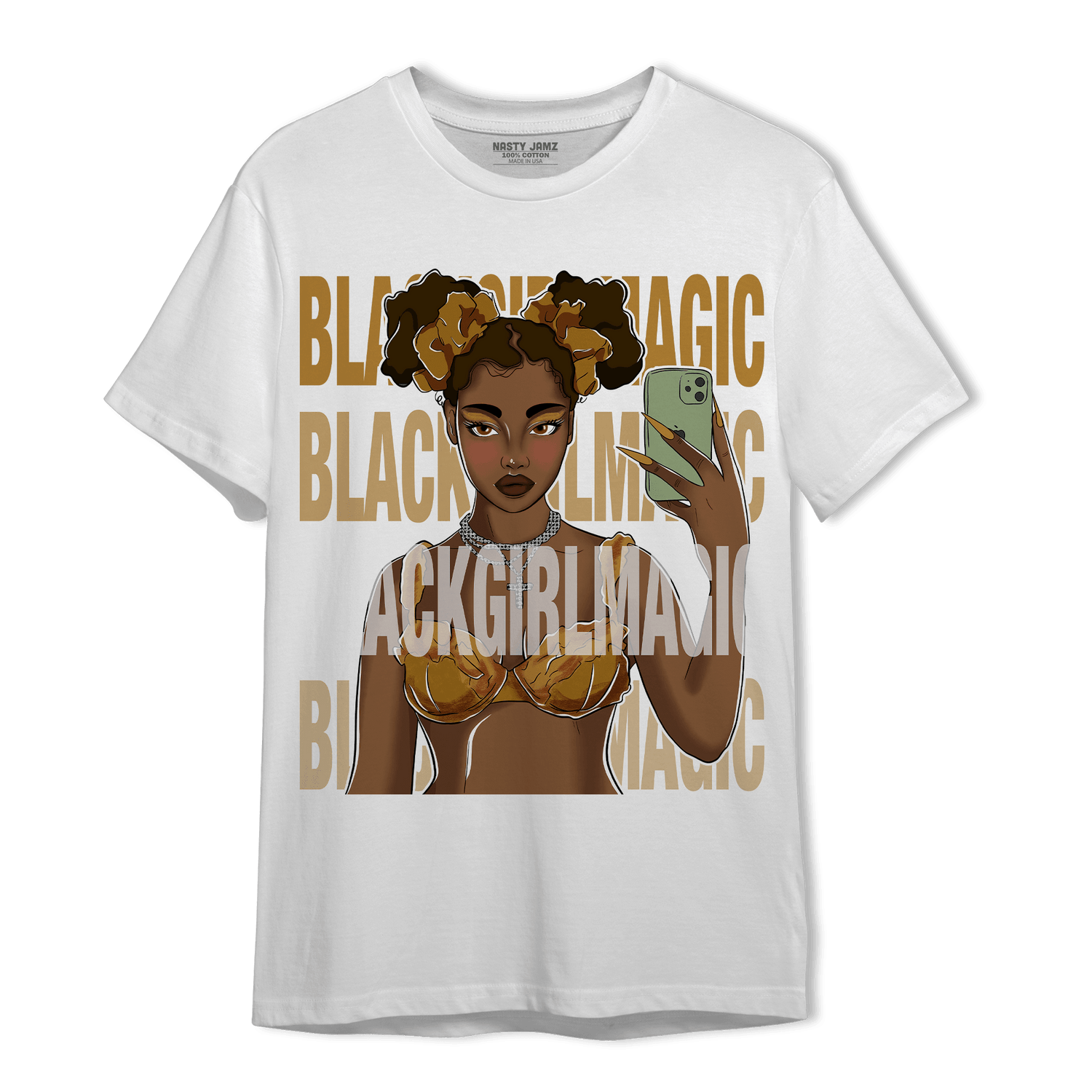 Wheat 13s T Shirt Match Black Magic Girl Selfie - NastyJamz