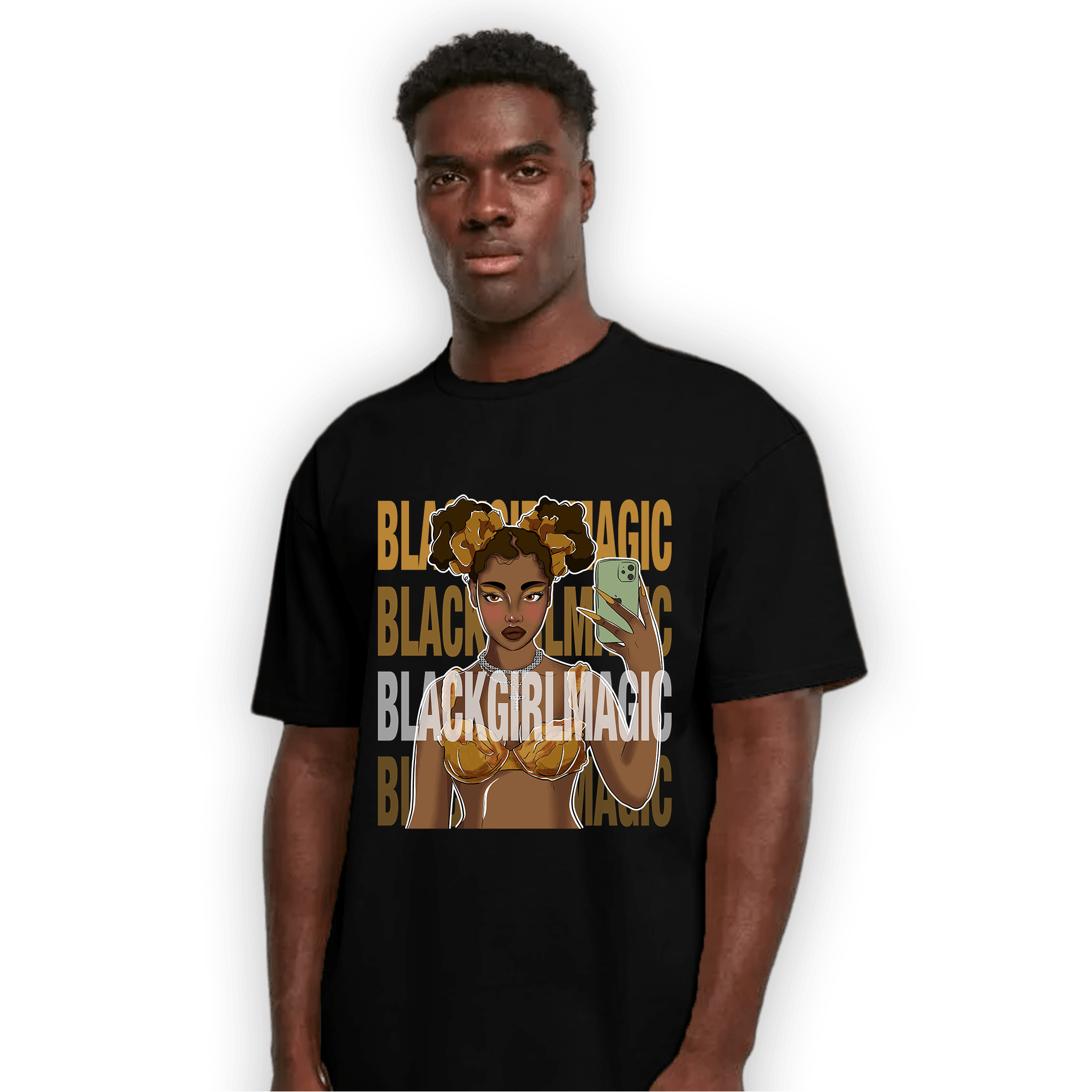 Wheat 13s T Shirt Match Black Magic Girl Selfie - NastyJamz