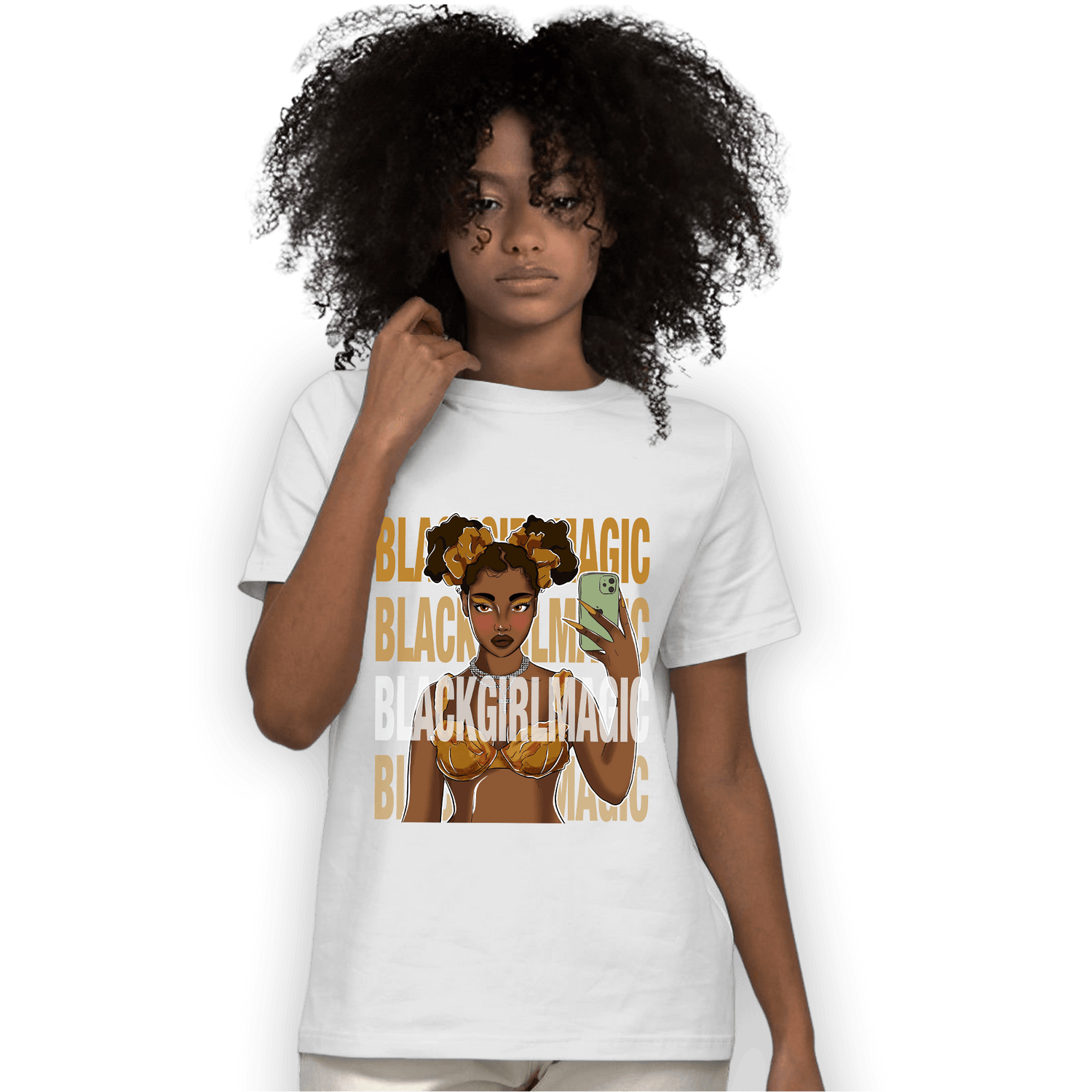 Wheat 13s T Shirt Match Black Magic Girl Selfie - NastyJamz