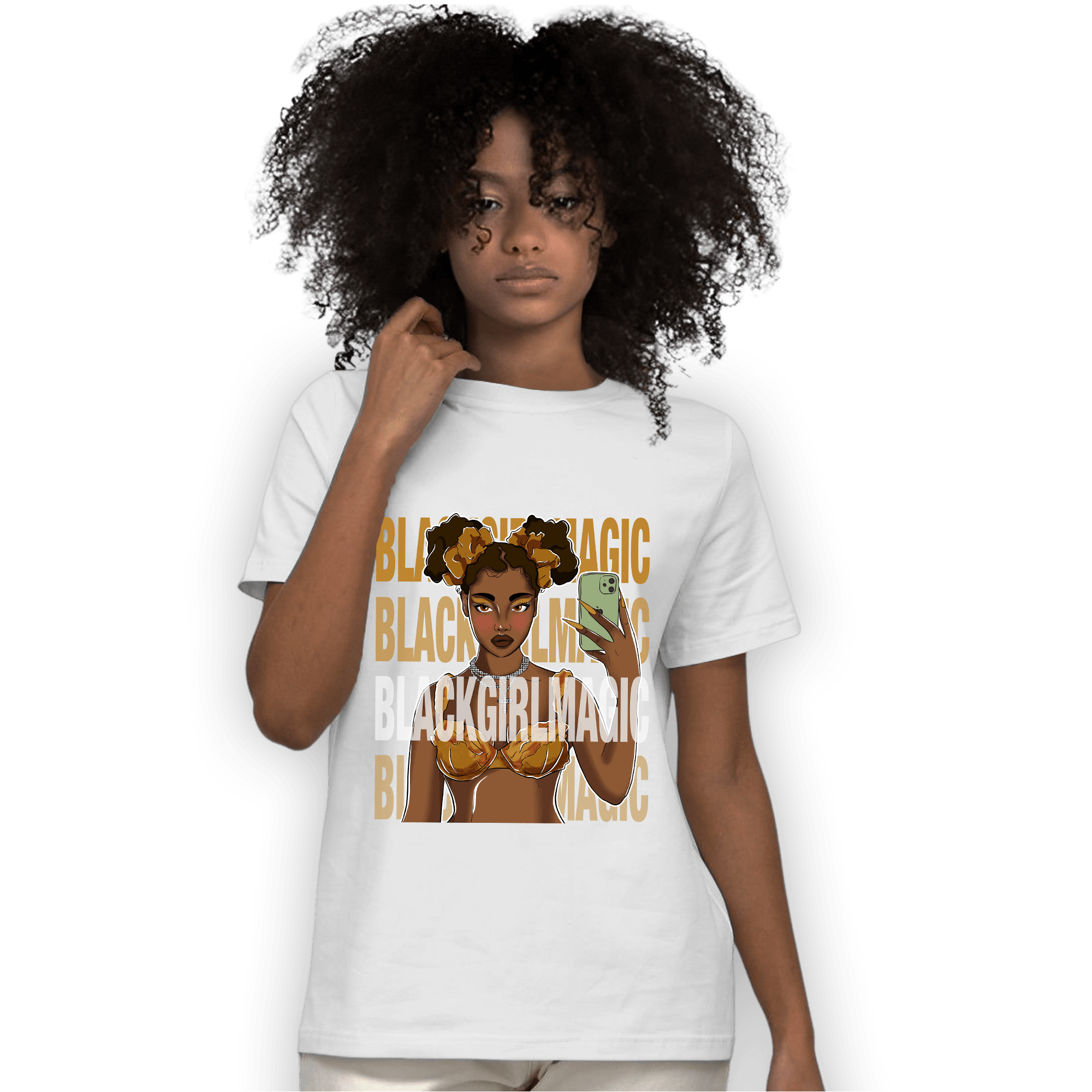 Wheat 13s T Shirt Match Black Magic Girl Selfie - NastyJamz