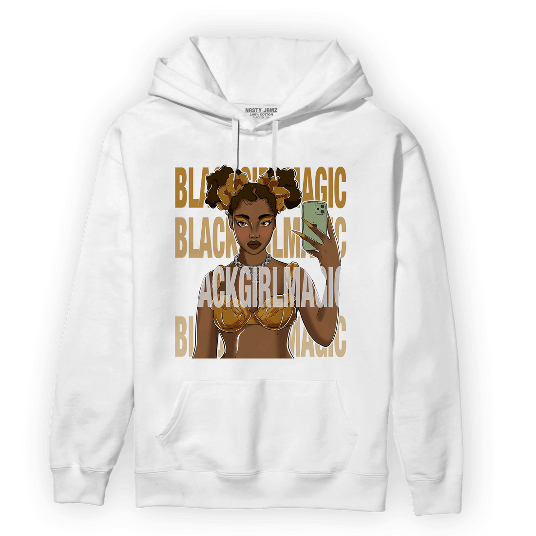 Wheat 13s Hoodie Match Black Magic Girl Selfie - NastyJamz