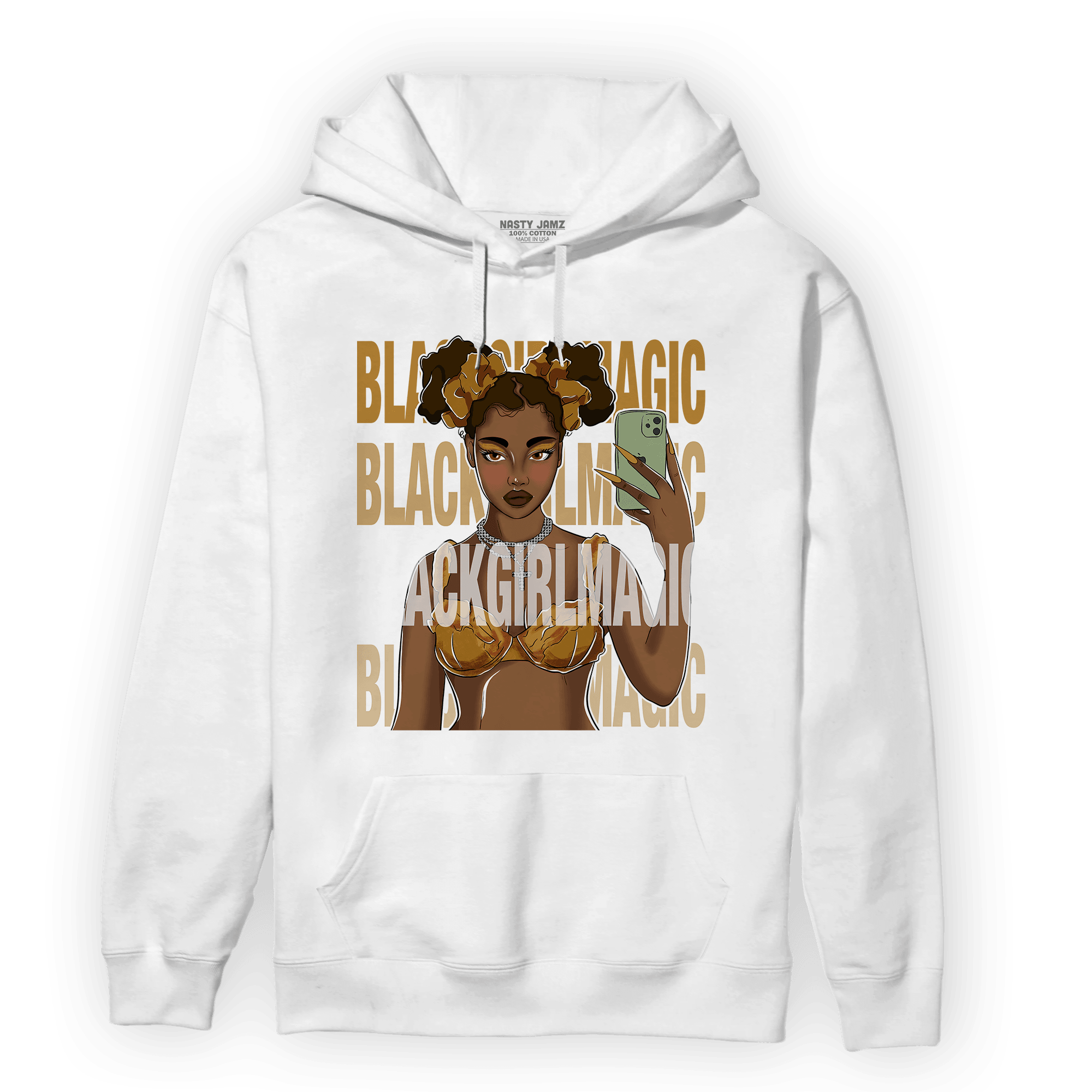 Wheat 13s Hoodie Match Black Magic Girl Selfie - NastyJamz