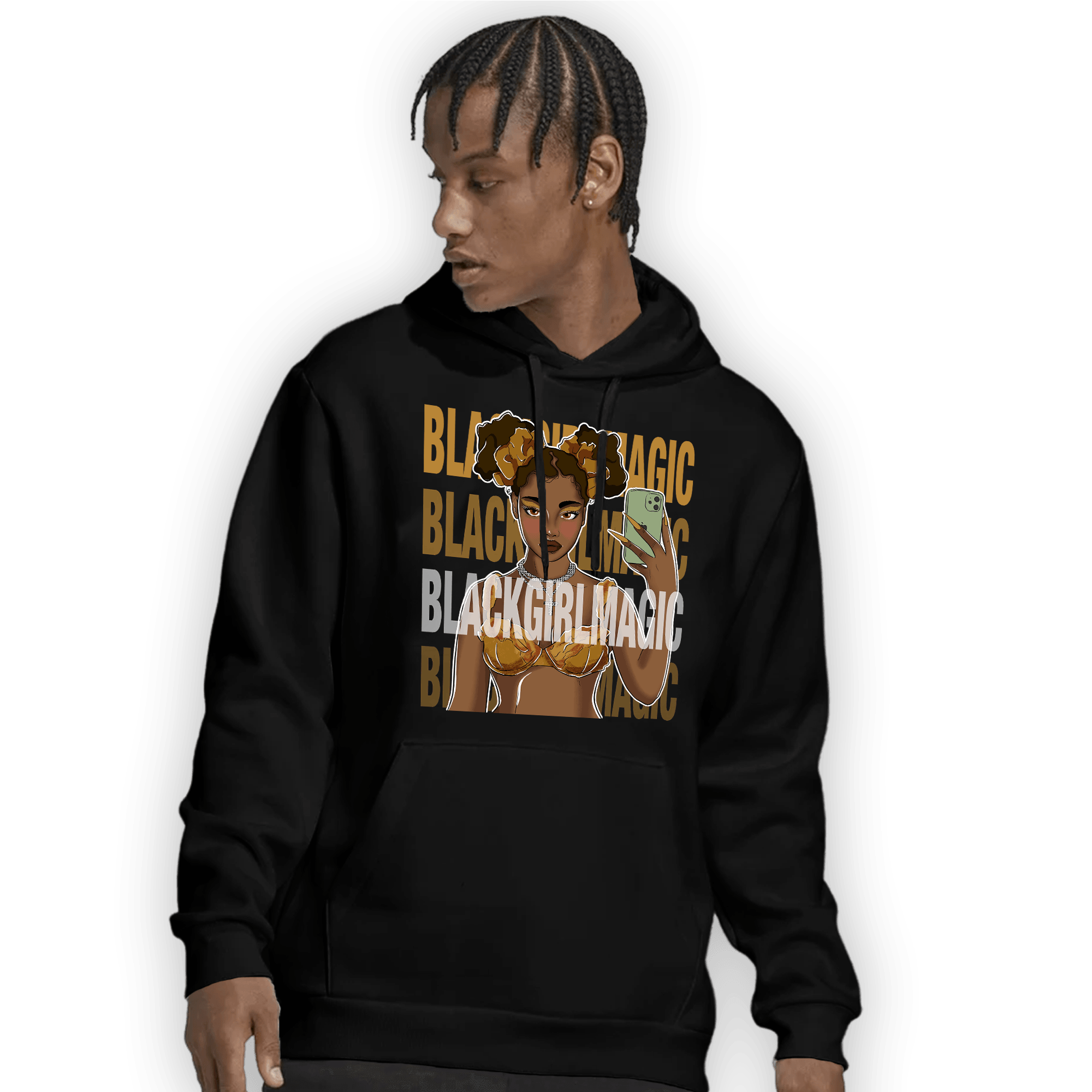 Wheat 13s Hoodie Match Black Magic Girl Selfie - NastyJamz