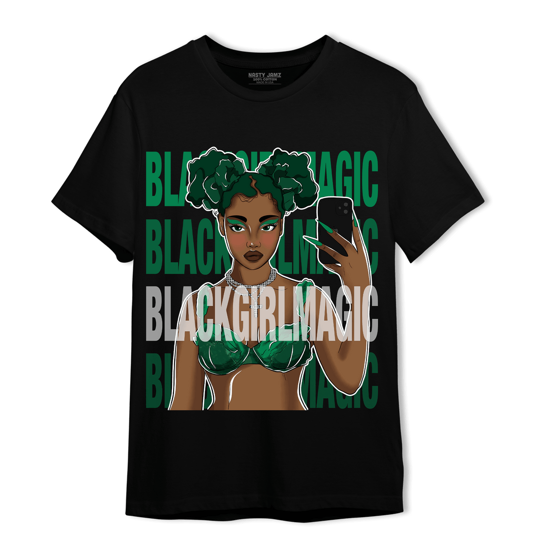 Celtic Lucky Green 1s T Shirt Match Black Magic Girl Selfie - NastyJamz