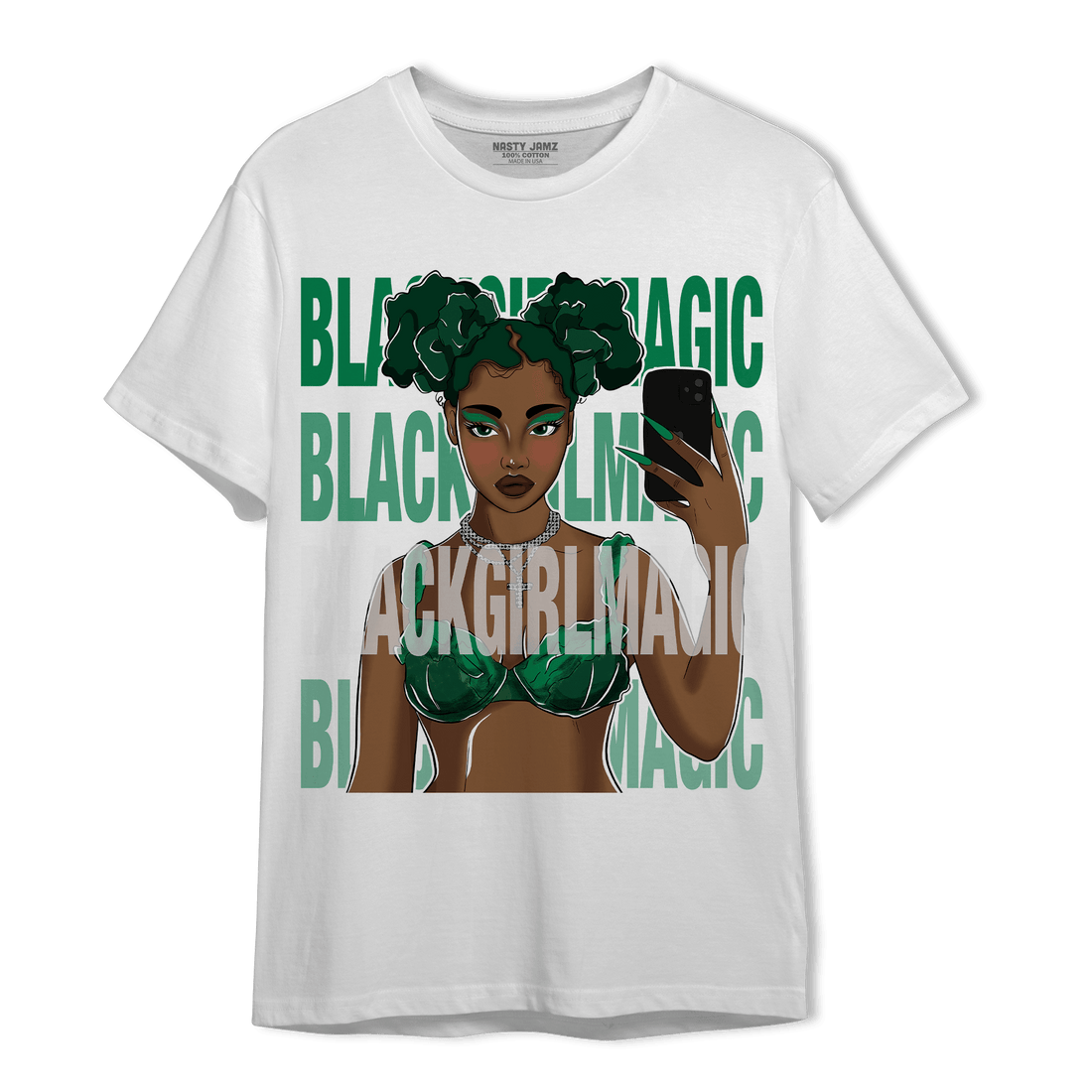 Celtic Lucky Green 1s T Shirt Match Black Magic Girl Selfie - NastyJamz