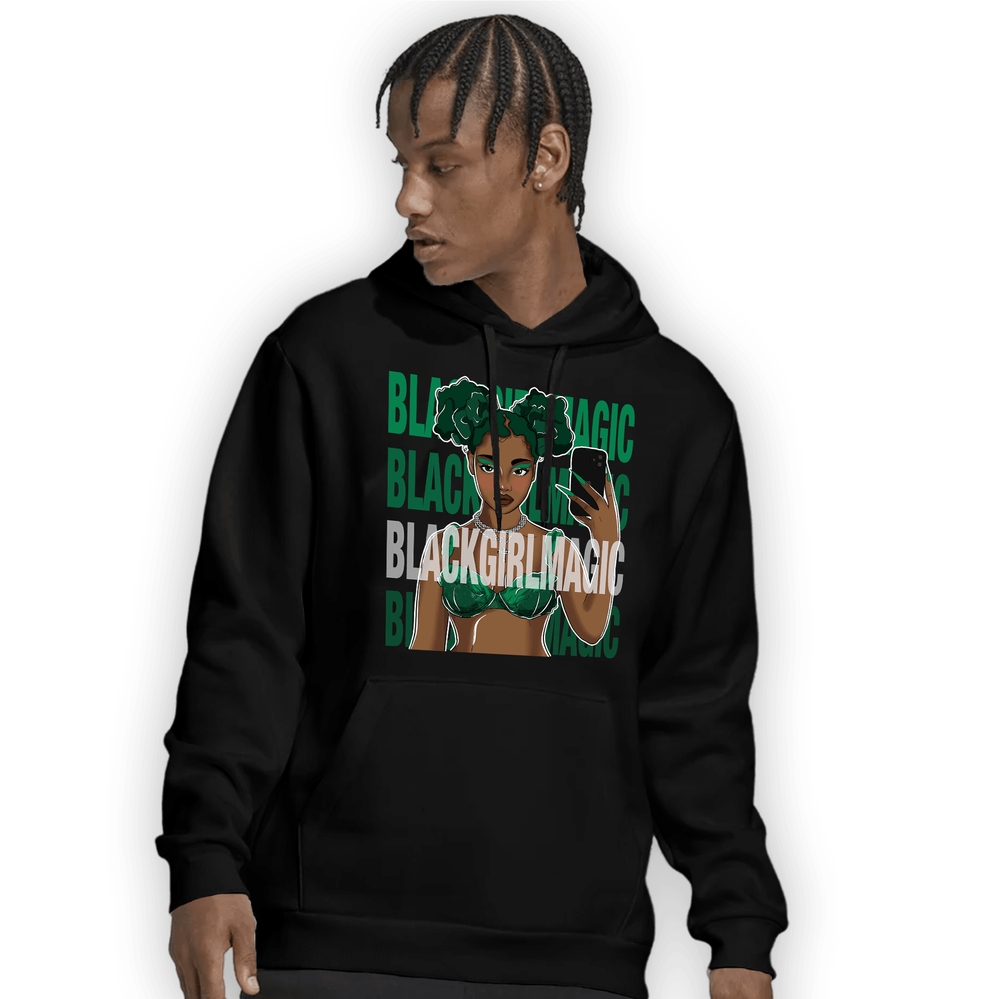 Celtic Lucky Green 1s Hoodie Match Black Magic Girl Selfie - NastyJamz