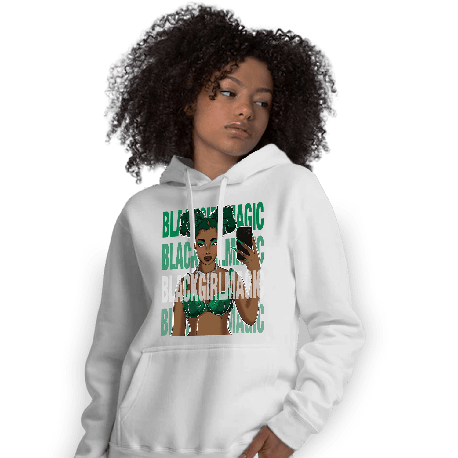 Celtic Lucky Green 1s Hoodie Match Black Magic Girl Selfie - NastyJamz