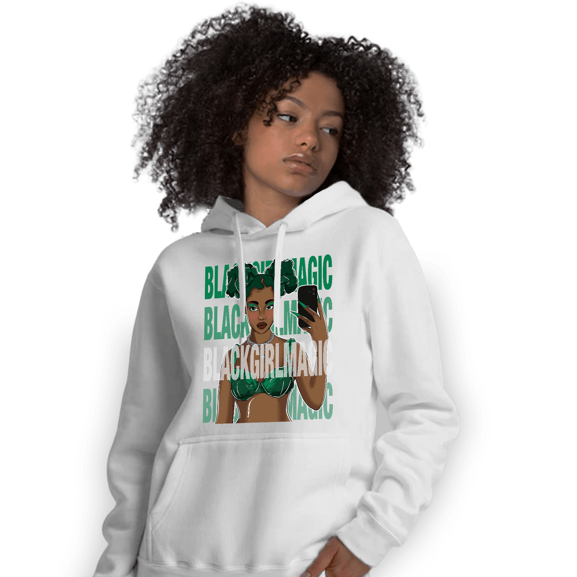 Celtic Lucky Green 1s Hoodie Match Black Magic Girl Selfie - NastyJamz