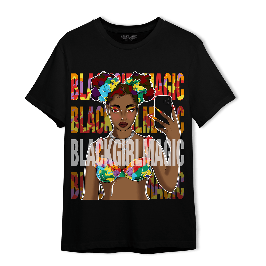 Mid GS Six Championships 1s T Shirt Match Black Magic Girl Selfie - NastyJamz