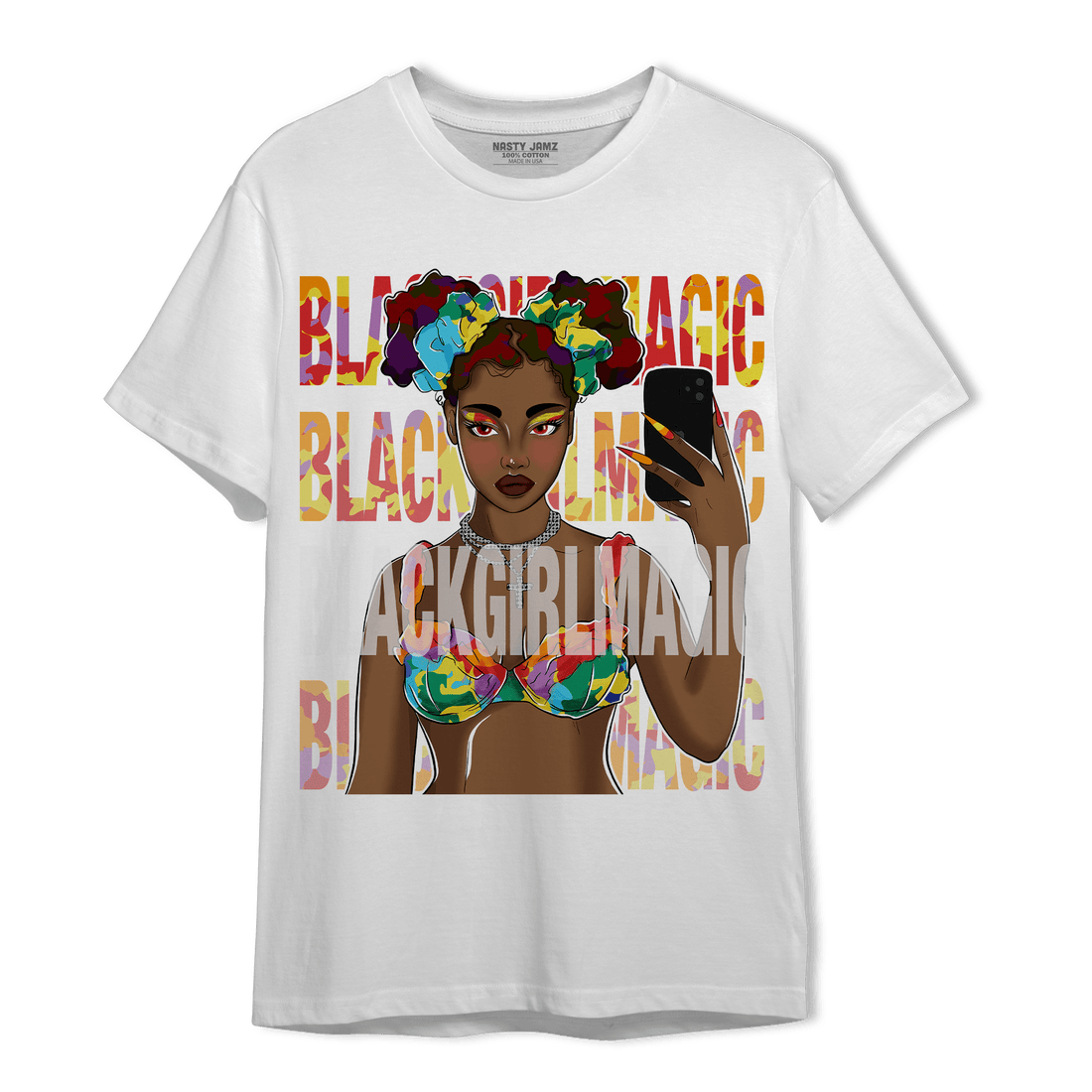 Mid GS Six Championships 1s T Shirt Match Black Magic Girl Selfie - NastyJamz