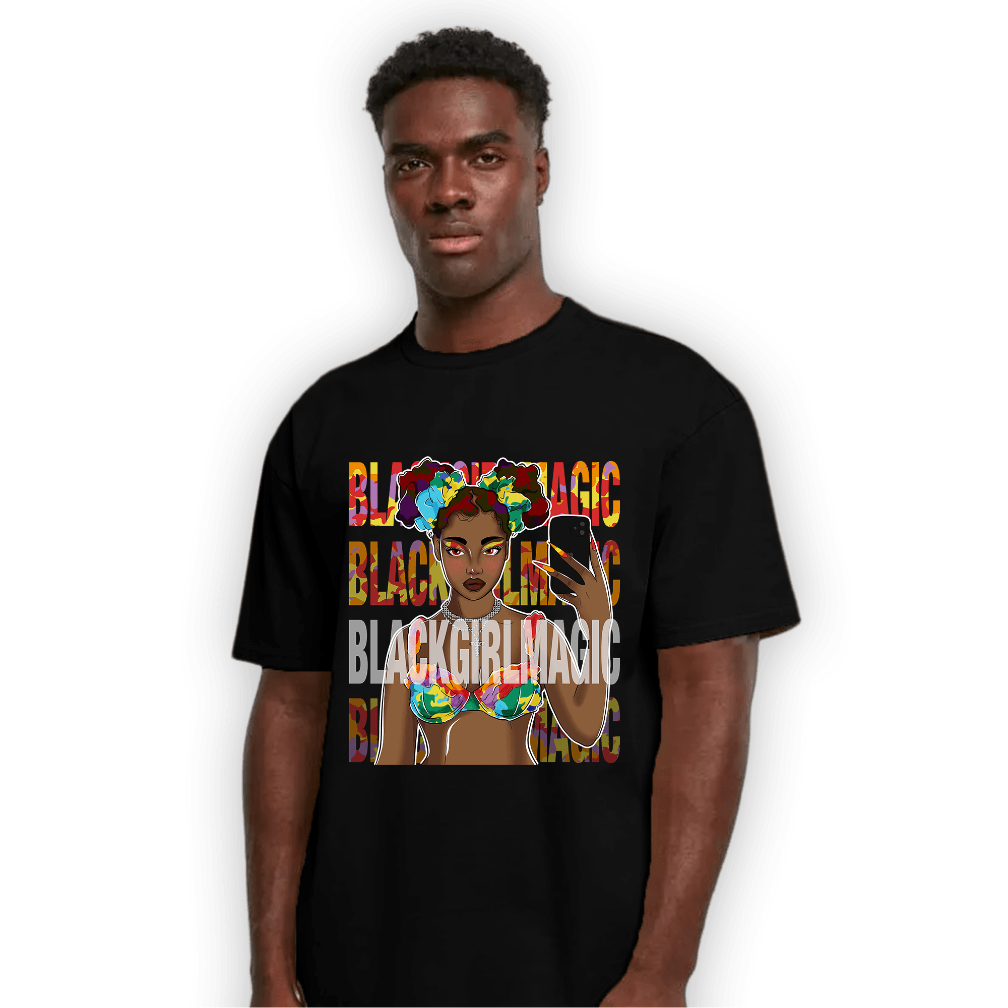 Mid GS Six Championships 1s T Shirt Match Black Magic Girl Selfie - NastyJamz