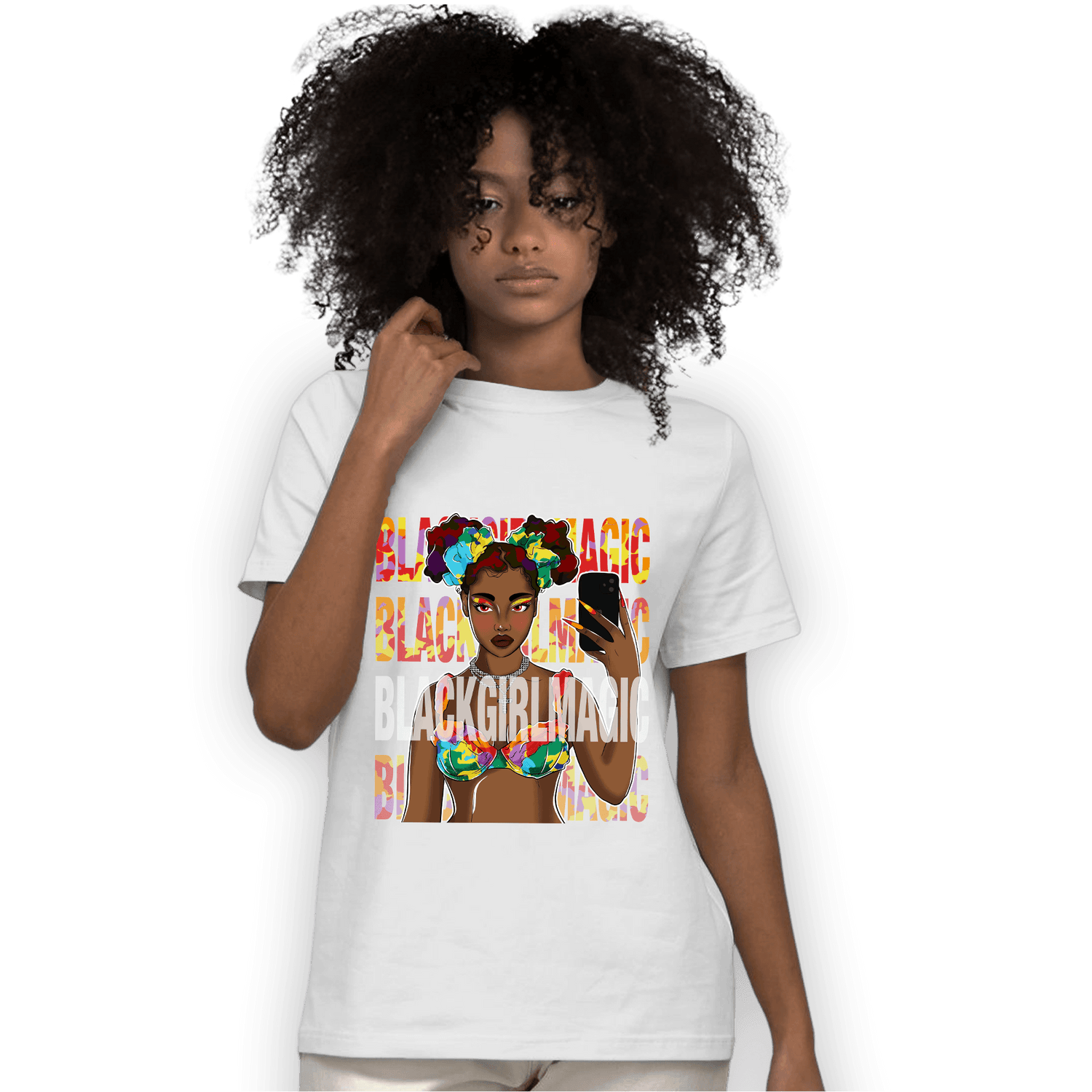 Mid GS Six Championships 1s T Shirt Match Black Magic Girl Selfie - NastyJamz