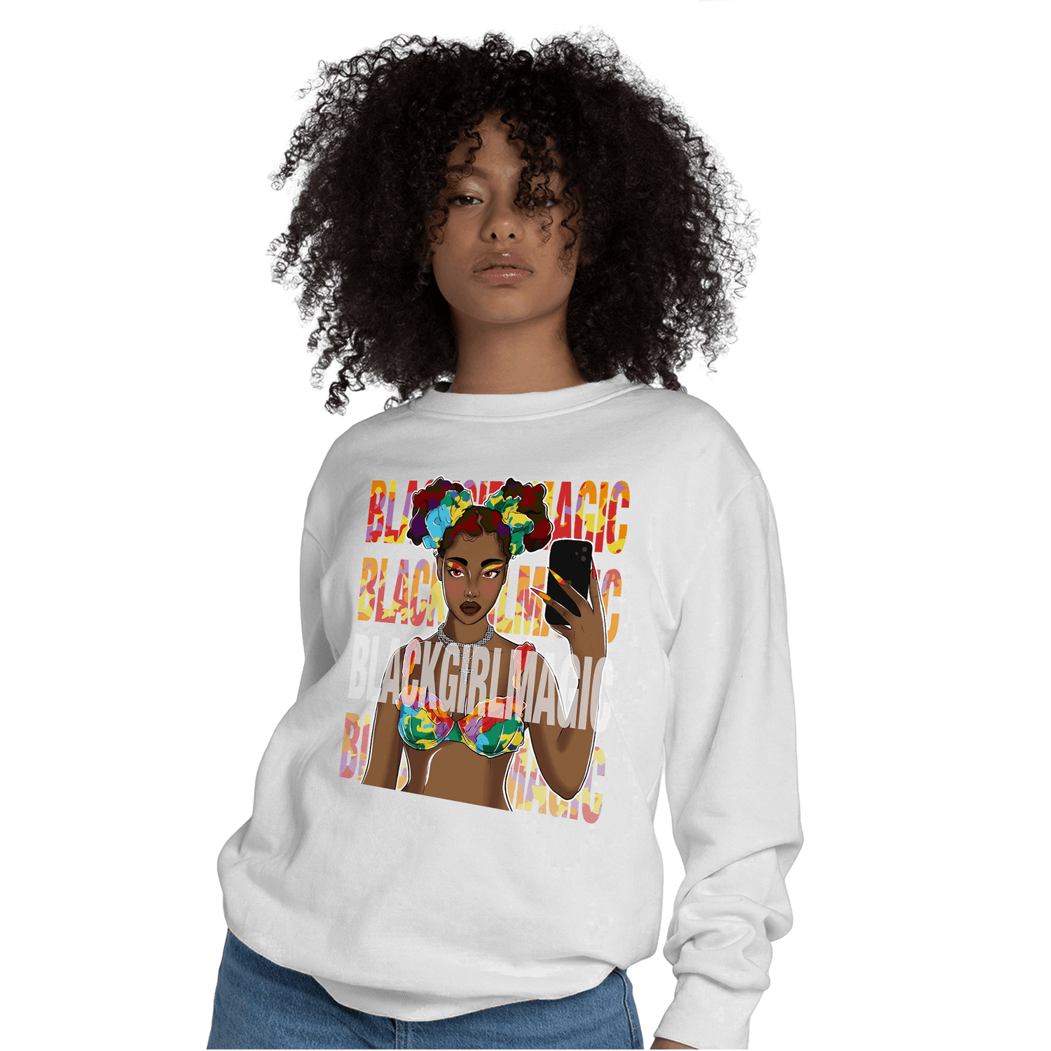 Mid GS Six Championships 1s Sweatshirt Match Black Magic Girl Selfie - NastyJamz