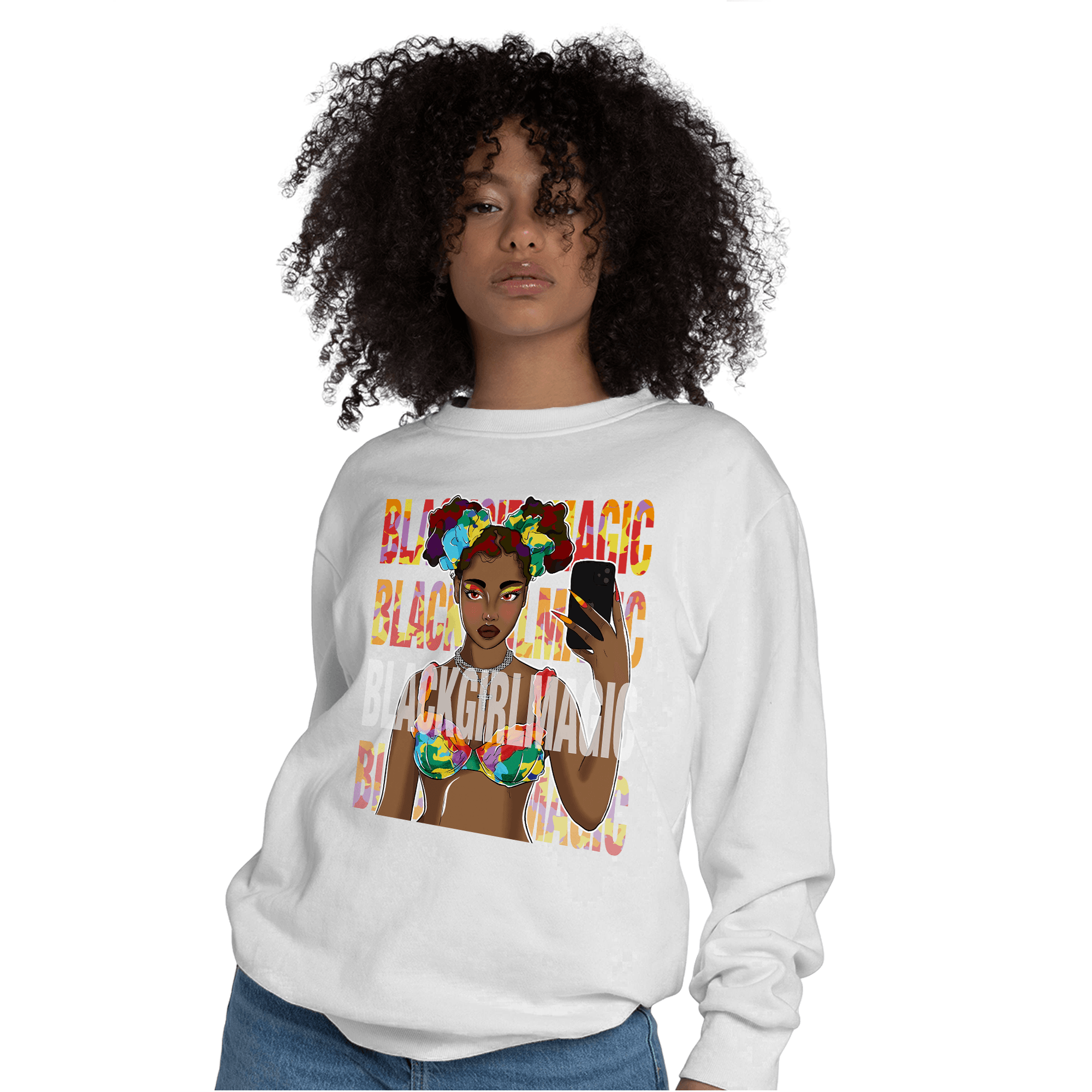 Mid GS Six Championships 1s Sweatshirt Match Black Magic Girl Selfie - NastyJamz