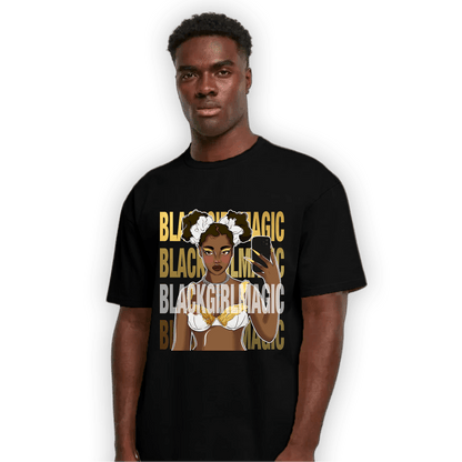 Mid SE Black Gold 1s T Shirt Match Black Magic Girl Selfie - NastyJamz