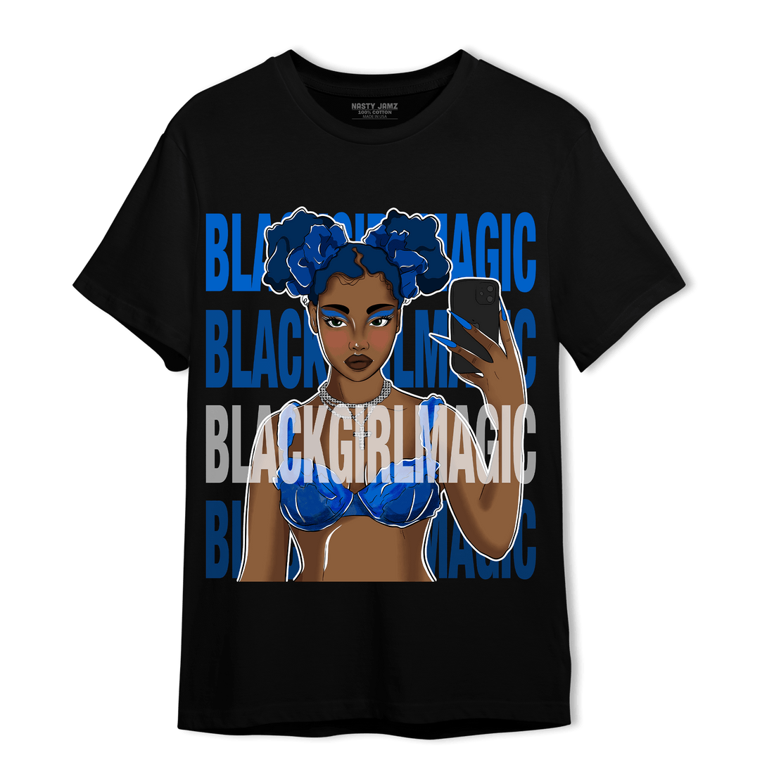 Royal Reimagined 1s T Shirt Match Black Magic Girl Selfie - NastyJamz