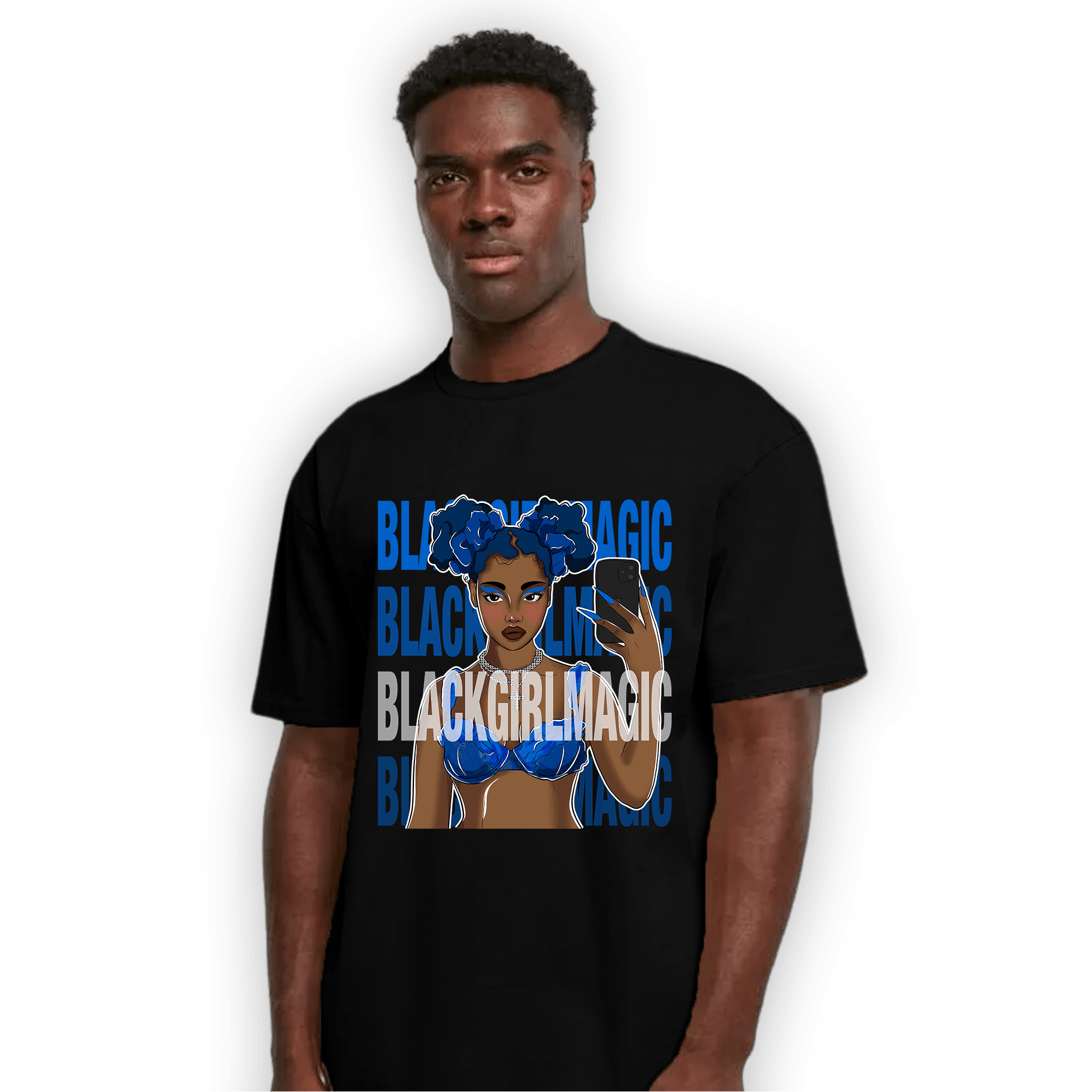 Royal Reimagined 1s T Shirt Match Black Magic Girl Selfie - NastyJamz