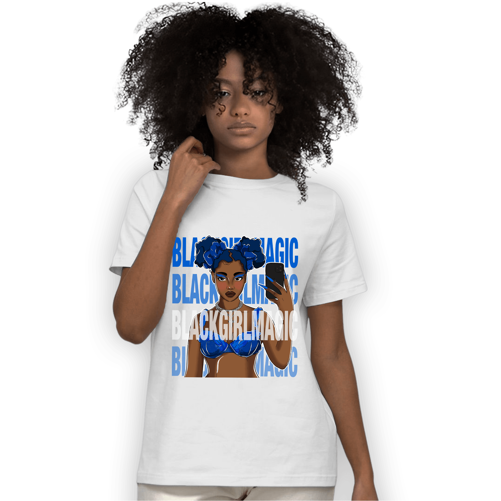 Royal Reimagined 1s T Shirt Match Black Magic Girl Selfie - NastyJamz