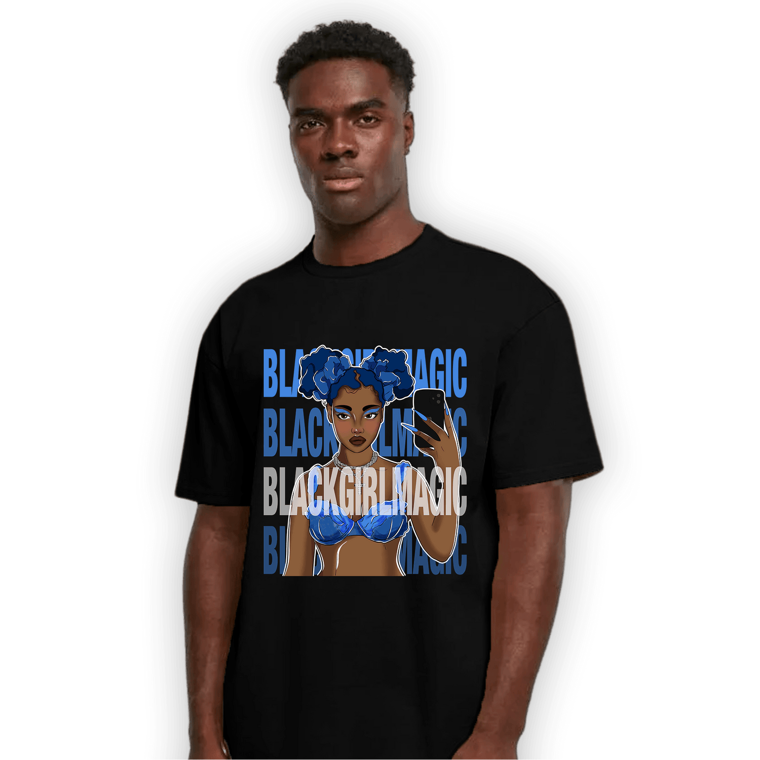 University Blue Toe 1s T Shirt Match Black Magic Girl Selfie - NastyJamz