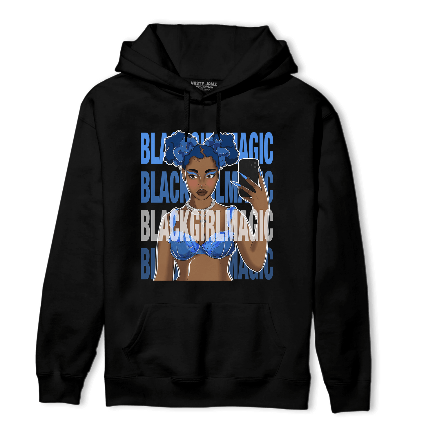 University Blue Toe 1s Hoodie Match Black Magic Girl Selfie - NastyJamz