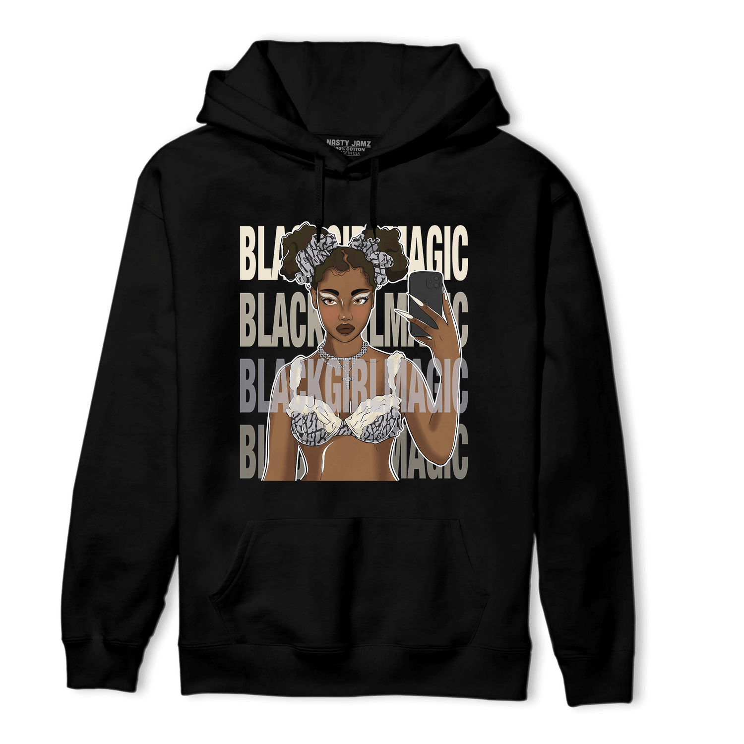 Off Noir 3s Hoodie Match Black Magic Girl Selfie - NastyJamz