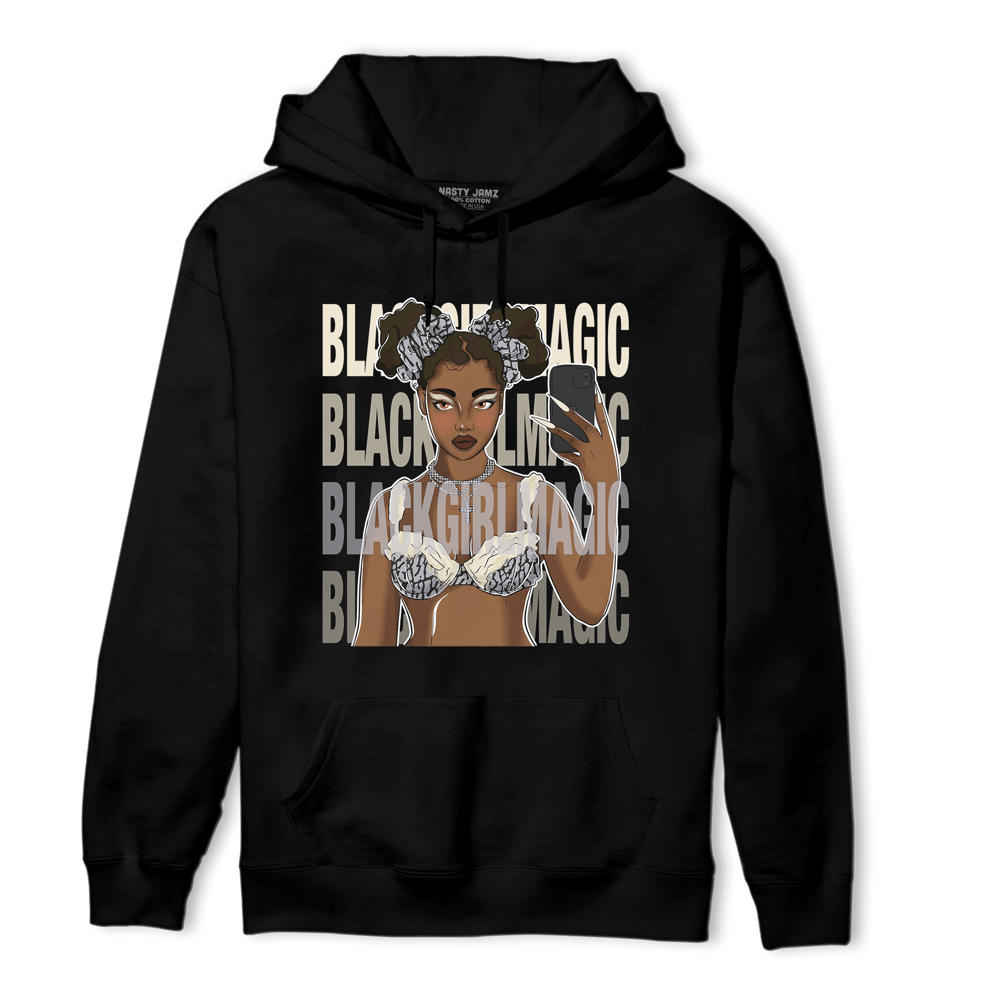 Off Noir 3s Hoodie Match Black Magic Girl Selfie - NastyJamz