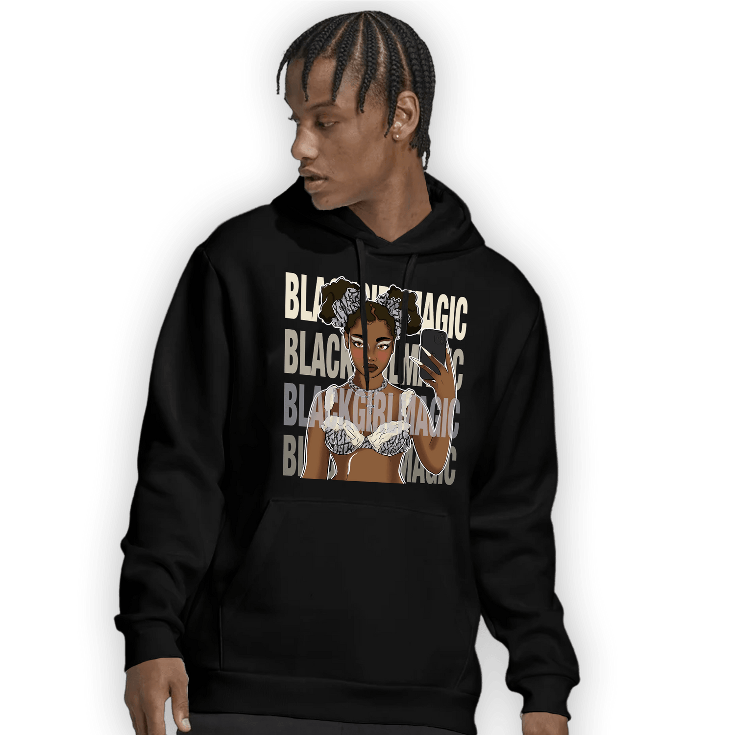 Off Noir 3s Hoodie Match Black Magic Girl Selfie - NastyJamz