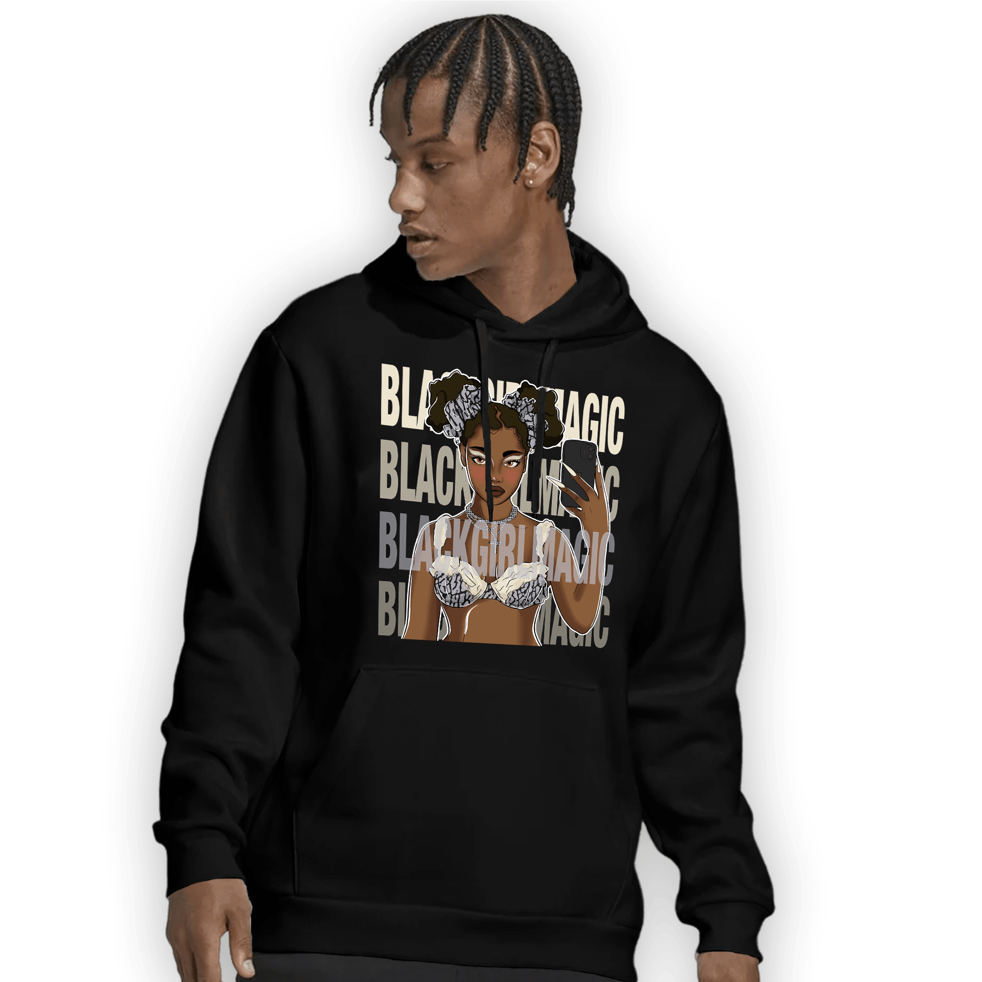 Off Noir 3s Hoodie Match Black Magic Girl Selfie - NastyJamz