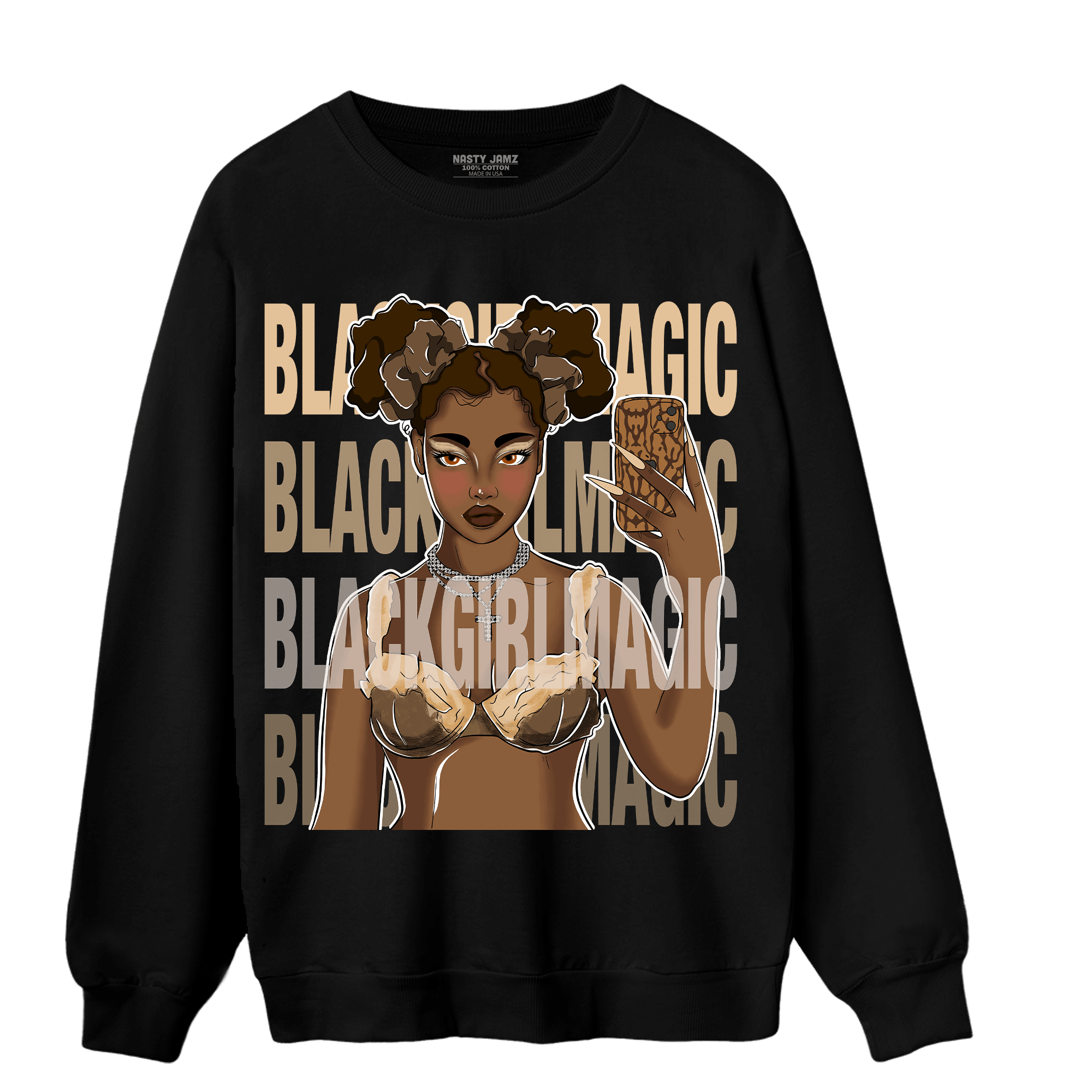 Palomino 3s Sweatshirt Match Black Magic Girl Selfie - NastyJamz